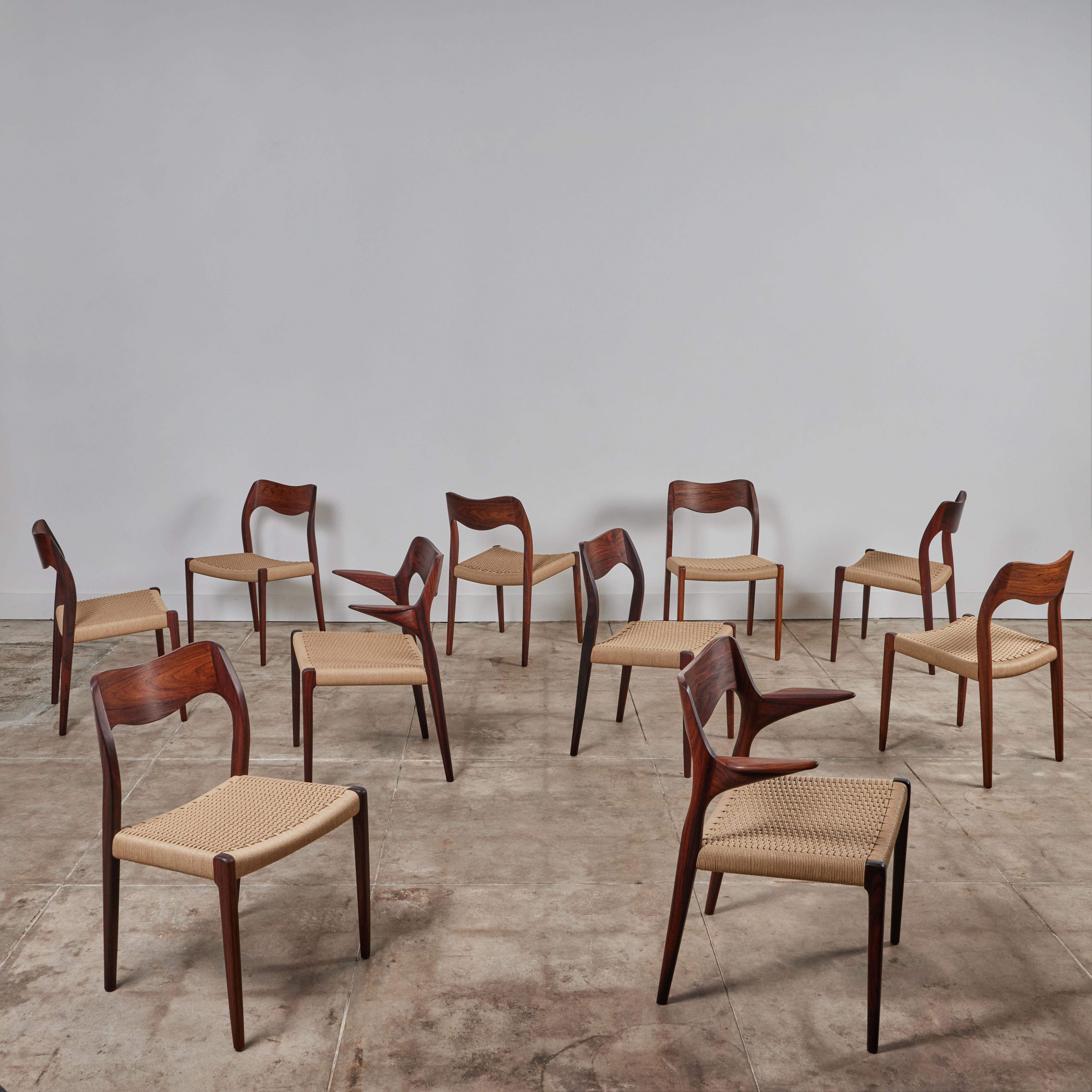 Set of Ten Niels Møller No. 71/ No. 75 Rosewood Dining Chairs 10