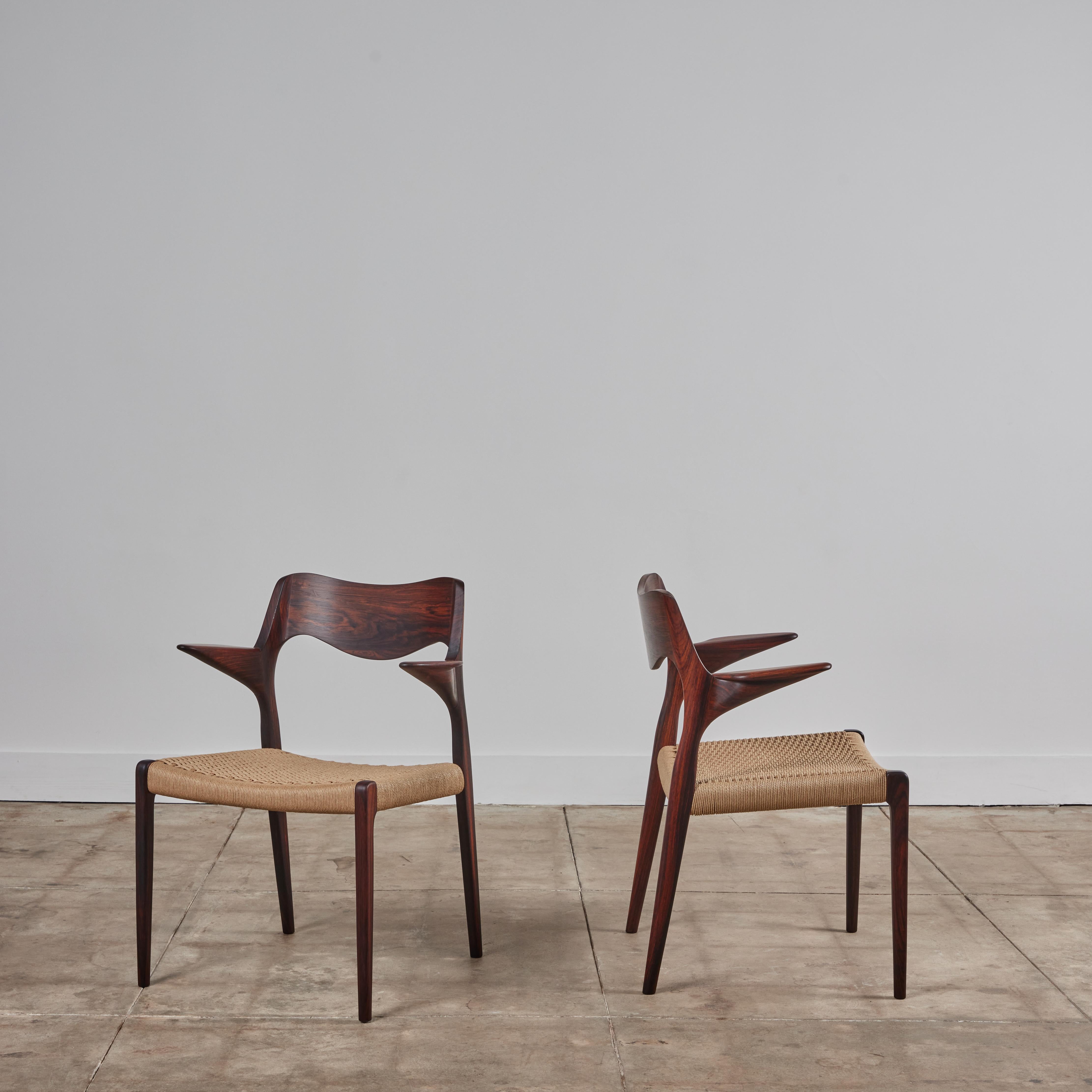 Hand-Woven Set of Ten Niels Møller No. 71/ No. 75 Rosewood Dining Chairs