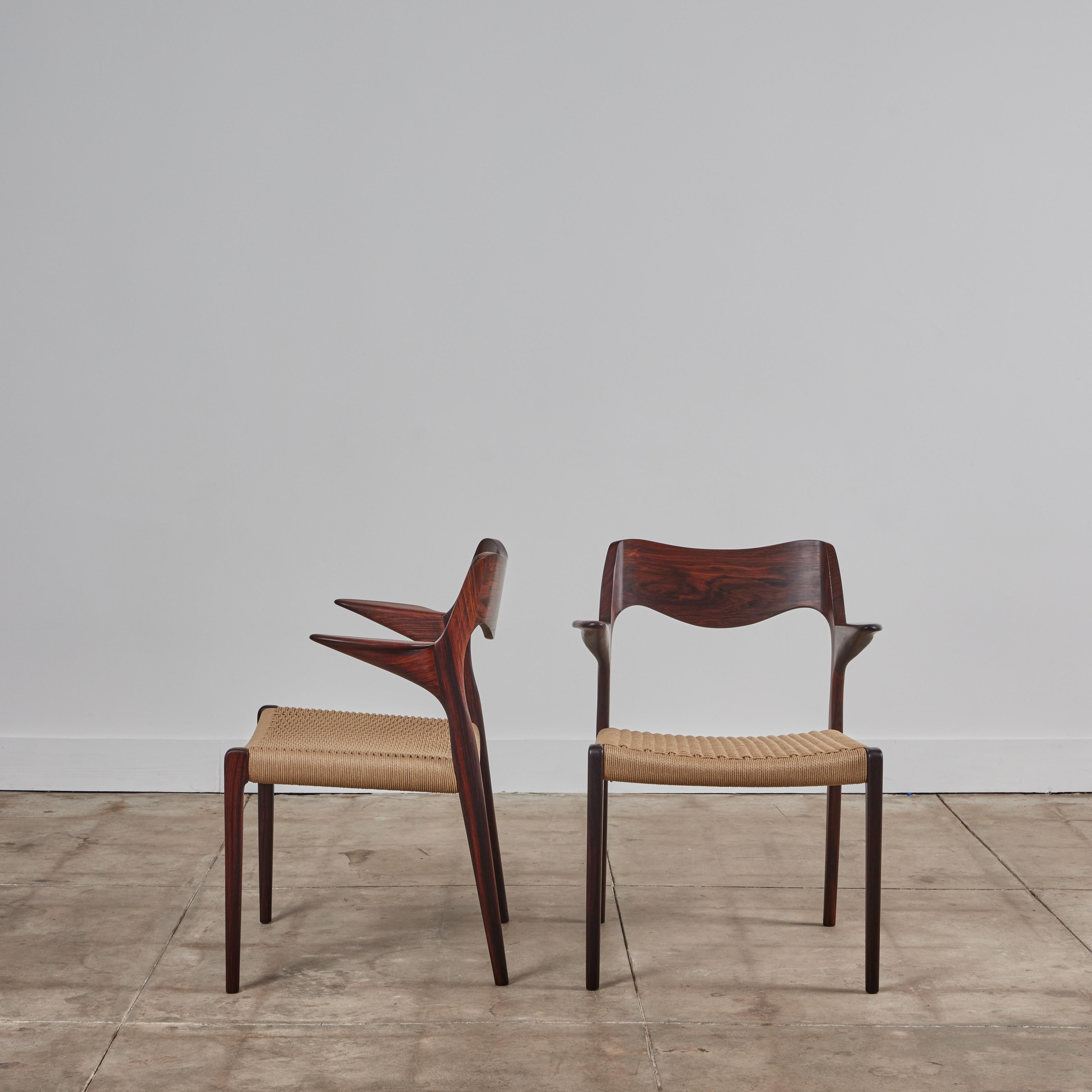 Set of Ten Niels Møller No. 71/ No. 75 Rosewood Dining Chairs In Excellent Condition In Los Angeles, CA