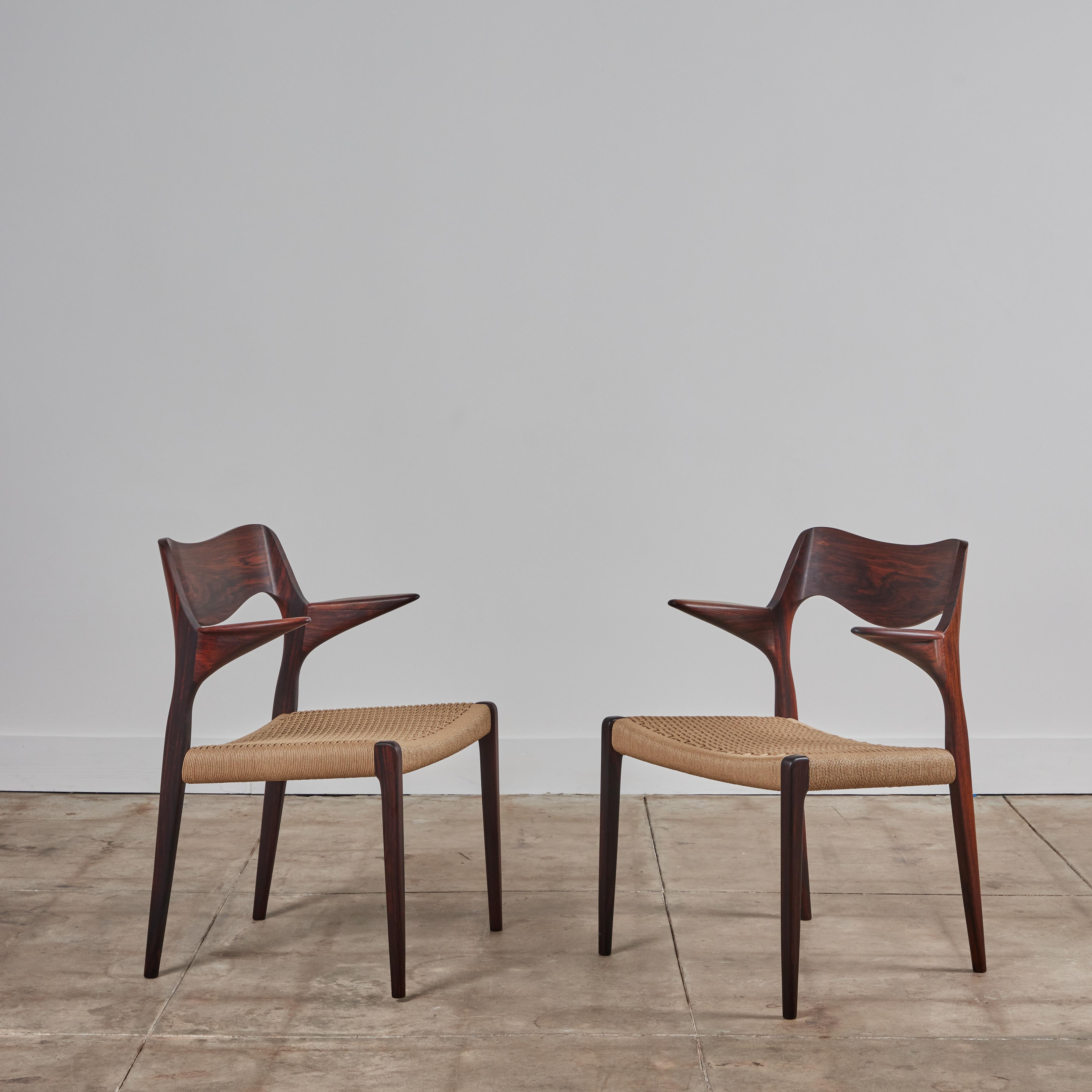 Cord Set of Ten Niels Møller No. 71/ No. 75 Rosewood Dining Chairs