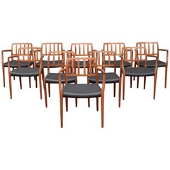 Set of Ten Niels Otto Møller for J. L. Møller Model 83 Dining Chairs