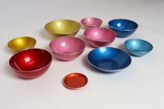 Set of Ten Norwegian Modern Enamel Multi-Color Bowls by Bjørn Engø for Emalox