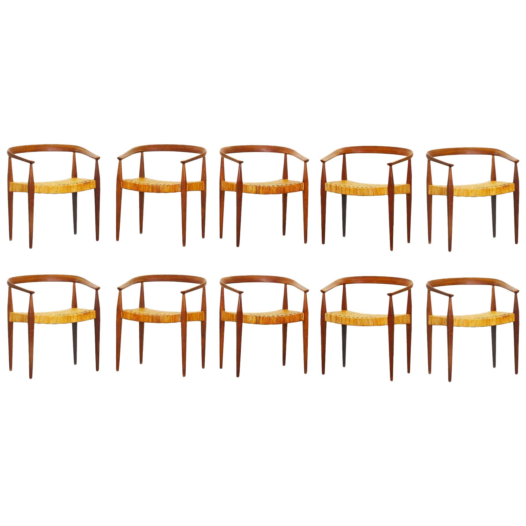 Set of Ten Danish Armchairs by Nanna Ditzel for Kold Savaerk Mod 113, Denmark