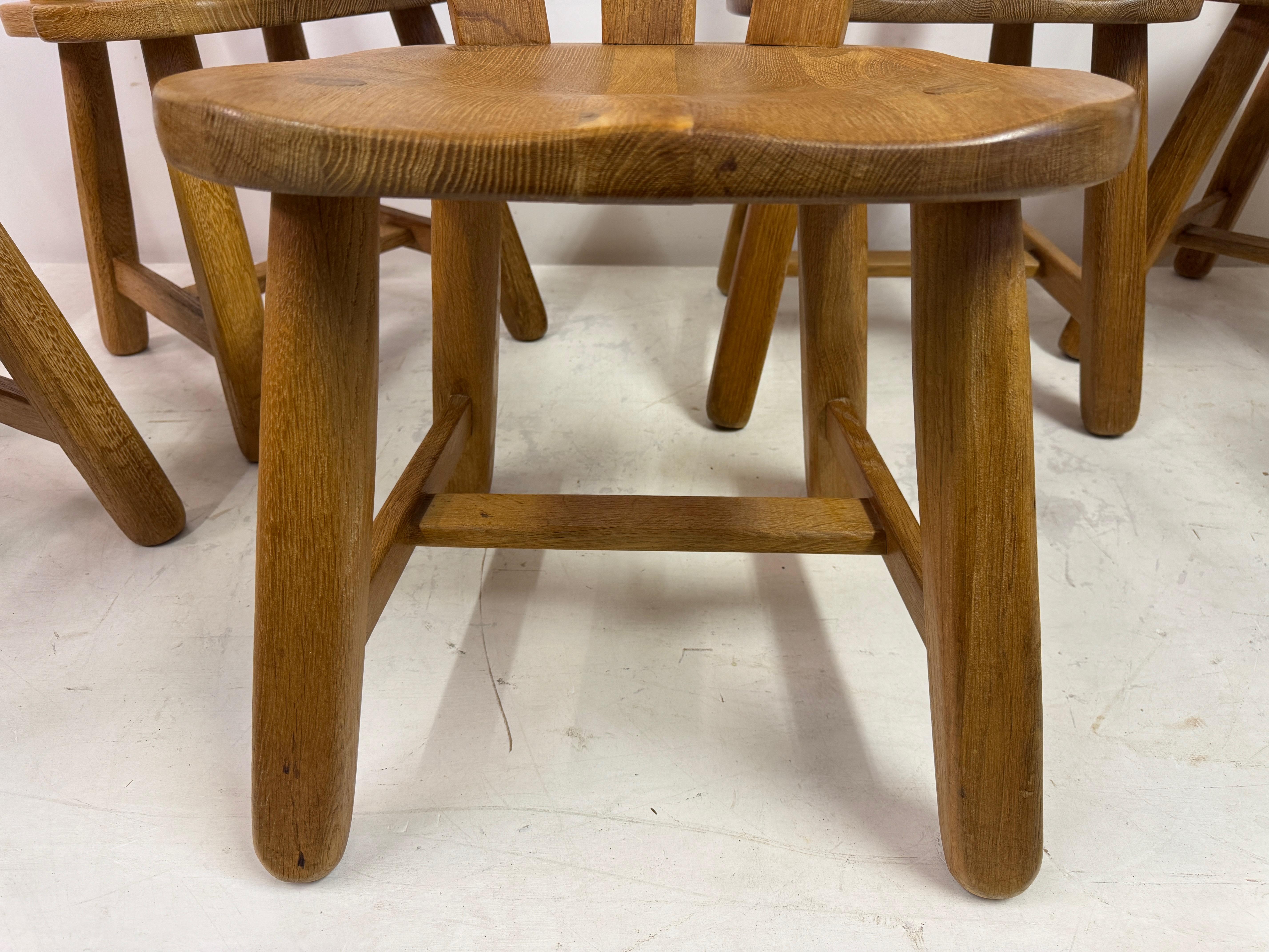 Set of Ten Oak Dining Chairs by De Puydt For Sale 4