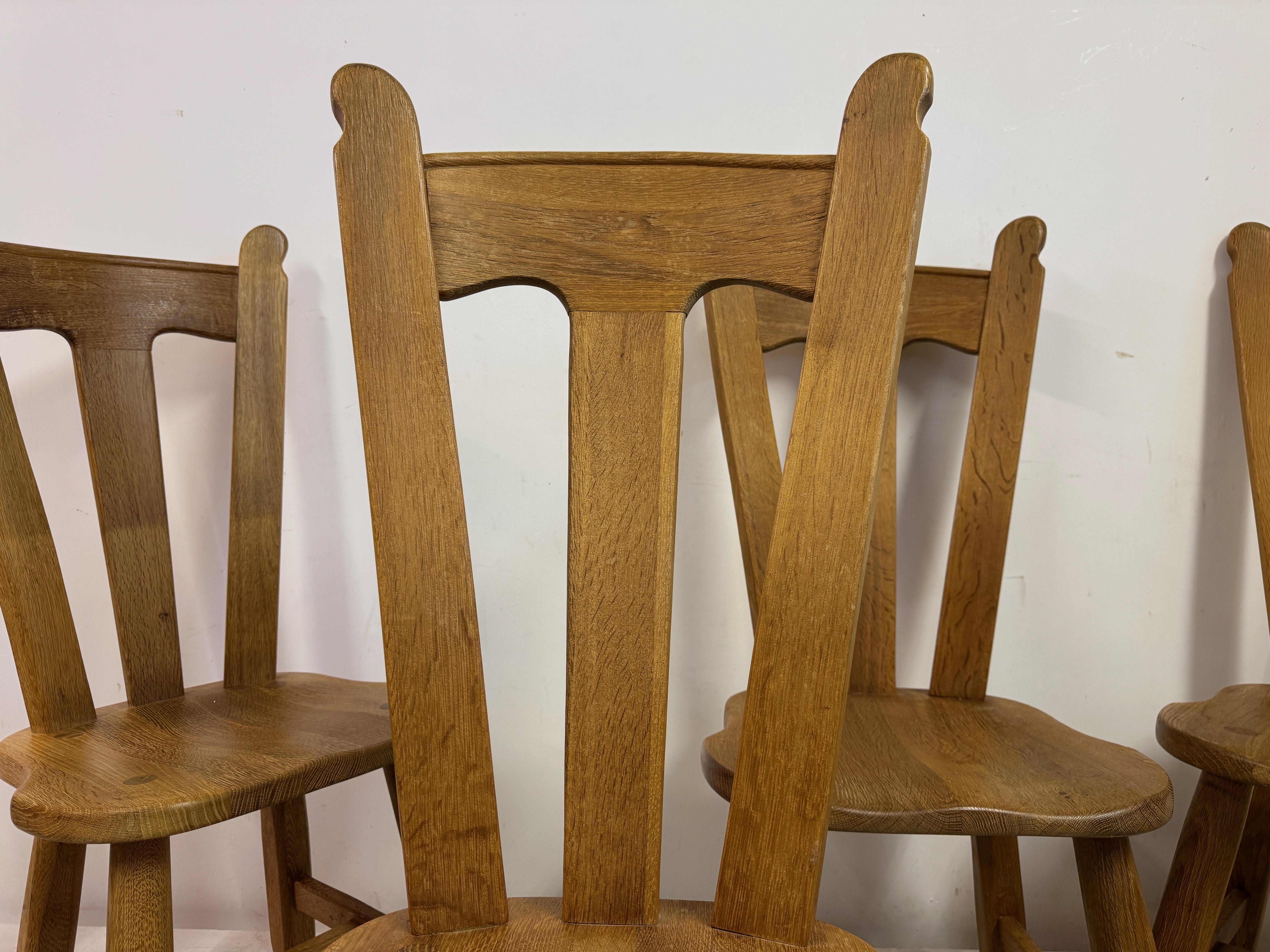 Set of Ten Oak Dining Chairs by De Puydt For Sale 5