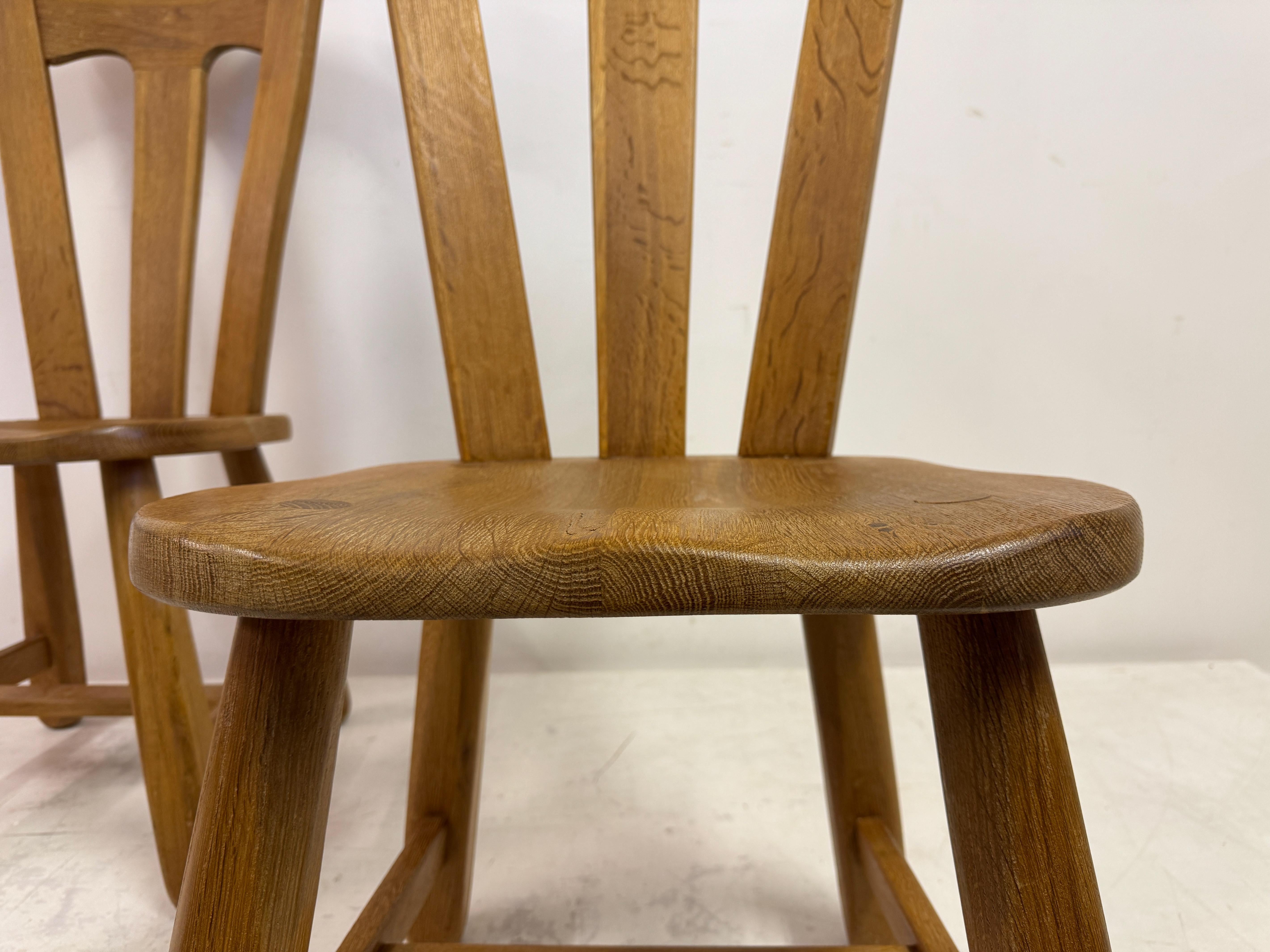 Set of Ten Oak Dining Chairs by De Puydt For Sale 8