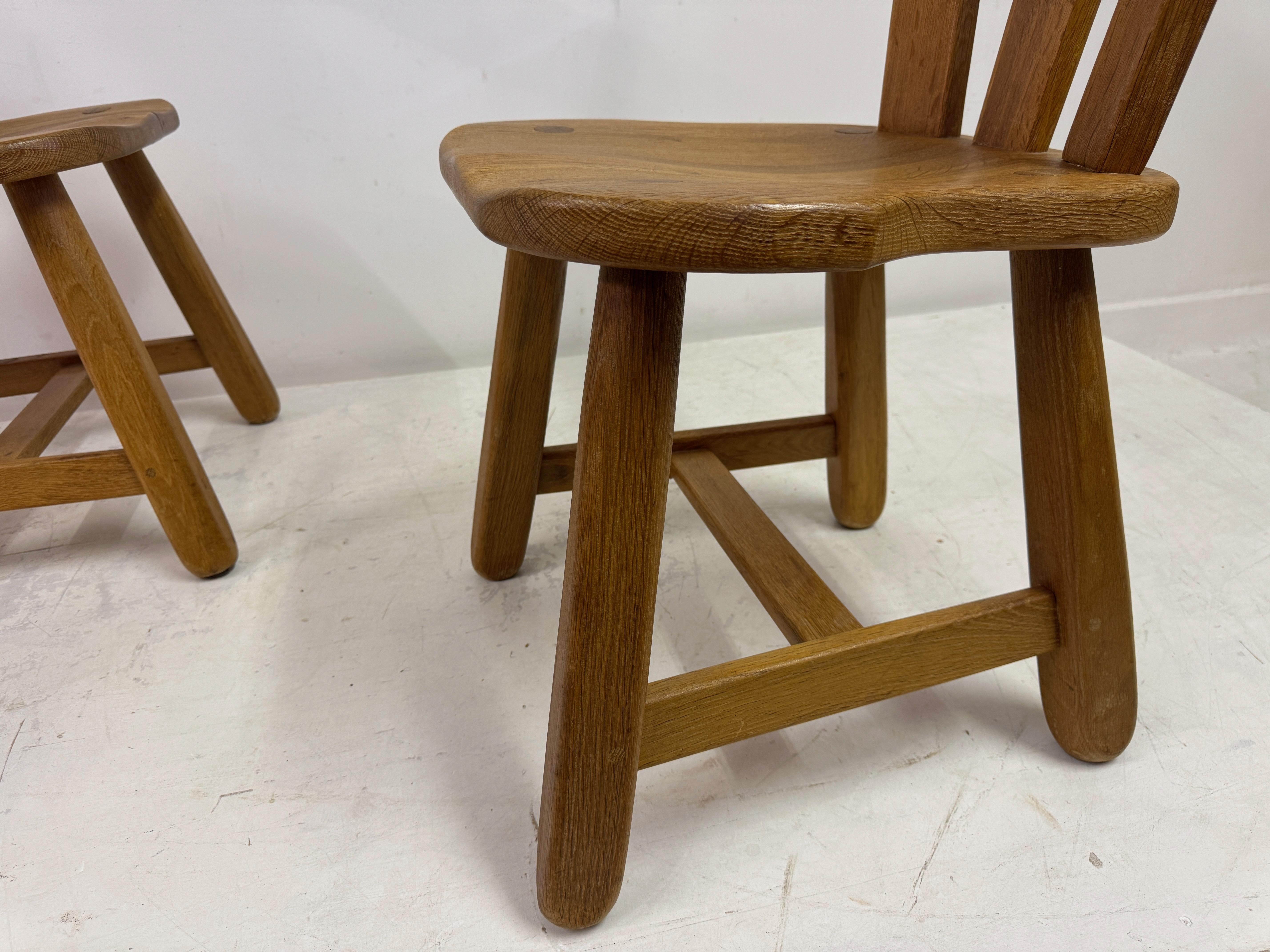 Set of Ten Oak Dining Chairs by De Puydt For Sale 11