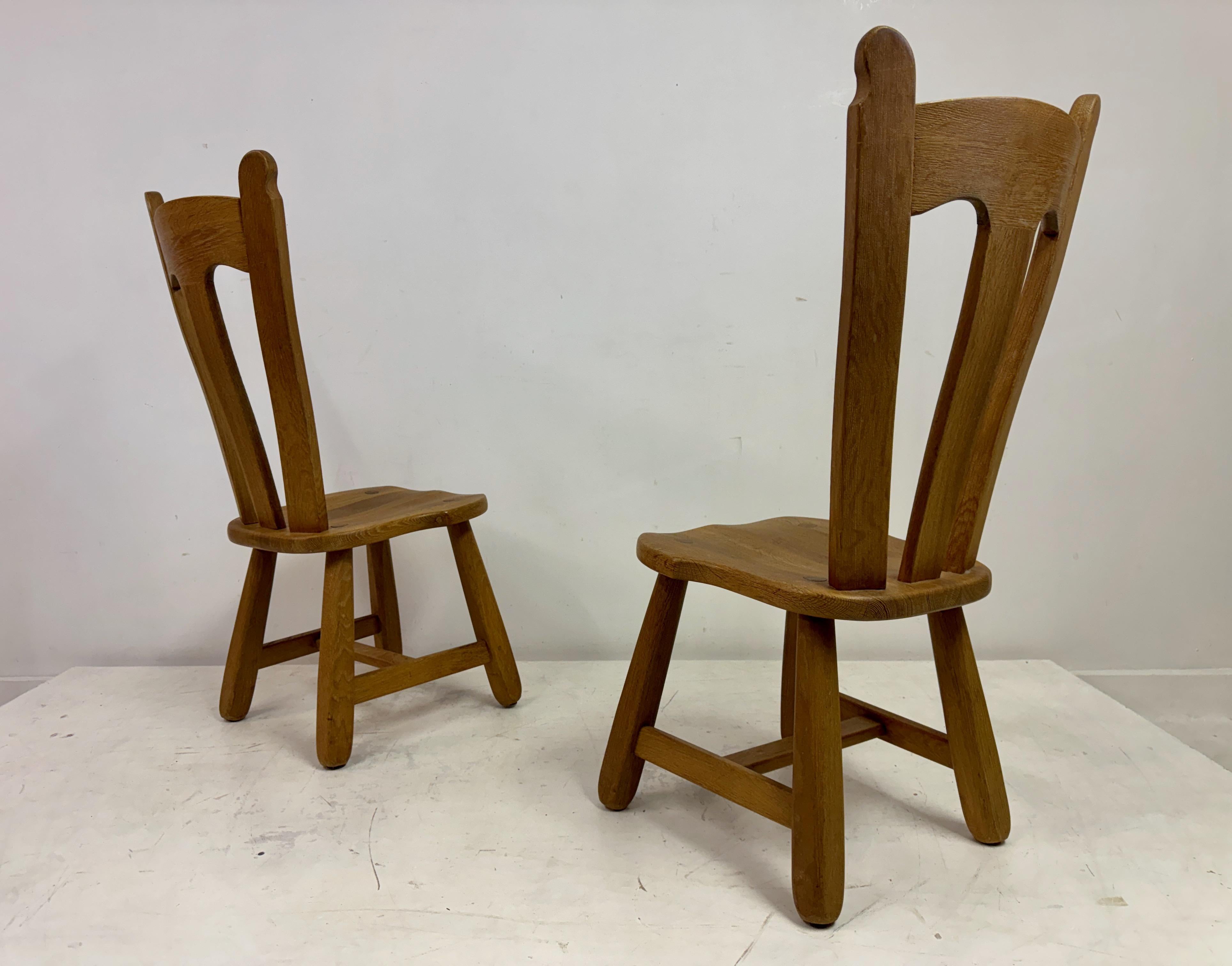 Set of Ten Oak Dining Chairs by De Puydt For Sale 12