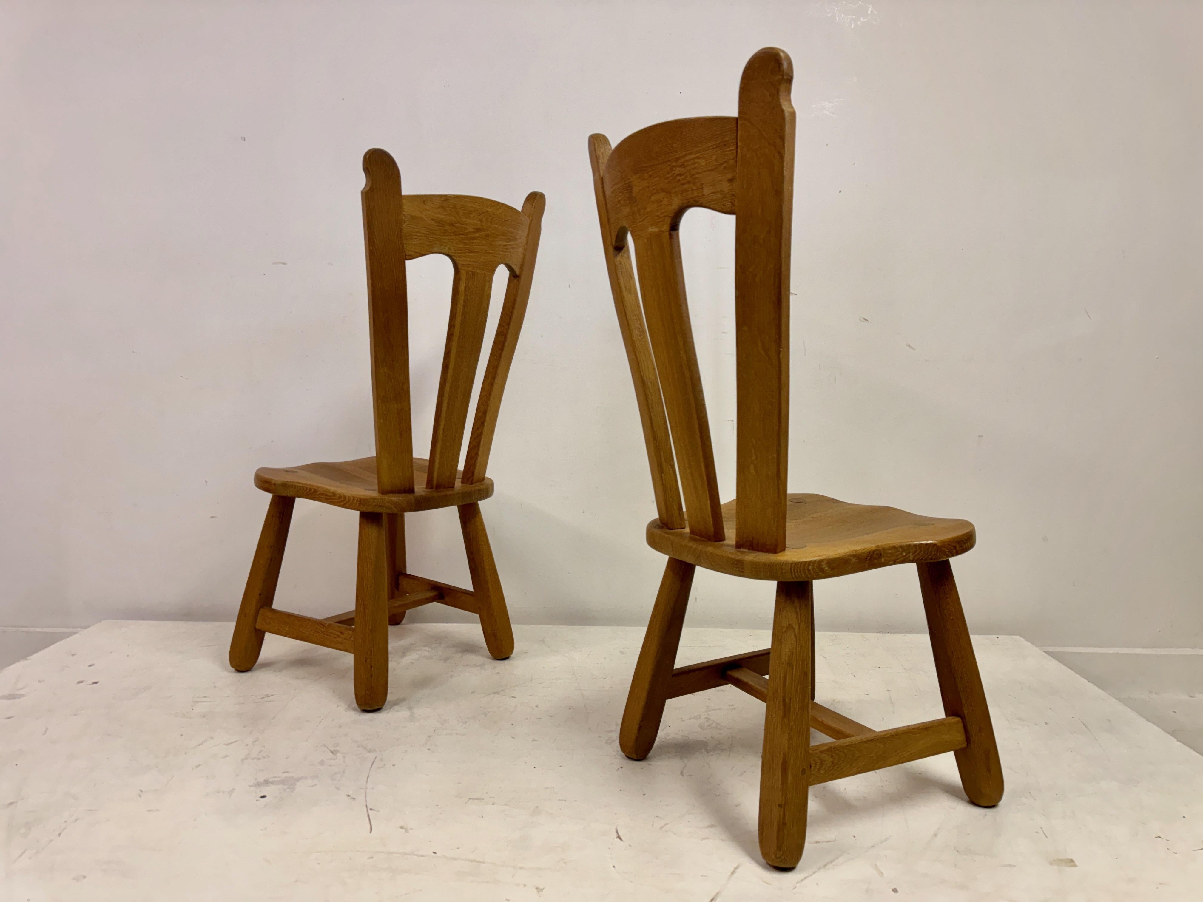 Set of Ten Oak Dining Chairs by De Puydt For Sale 13