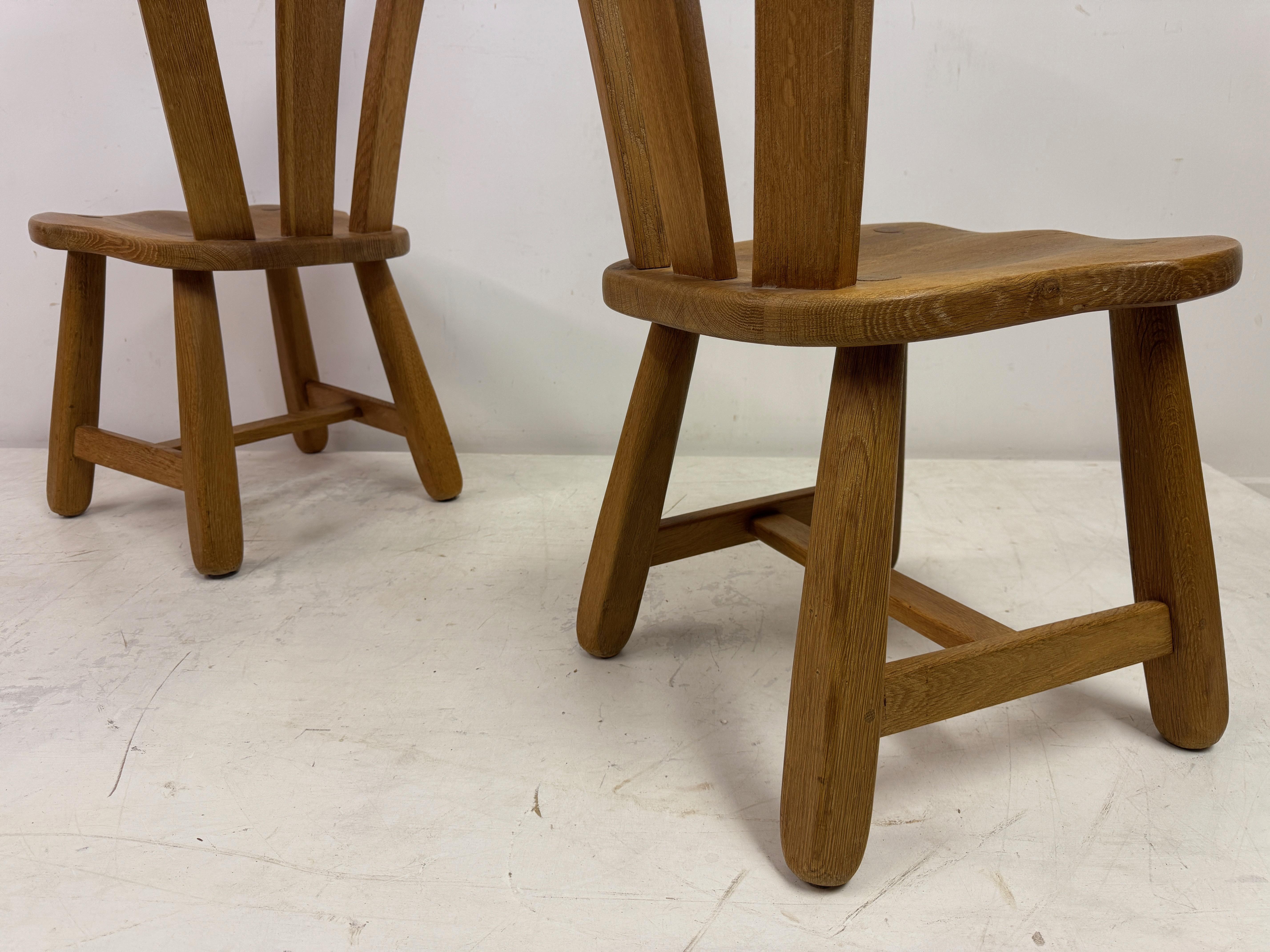 Set of Ten Oak Dining Chairs by De Puydt For Sale 14