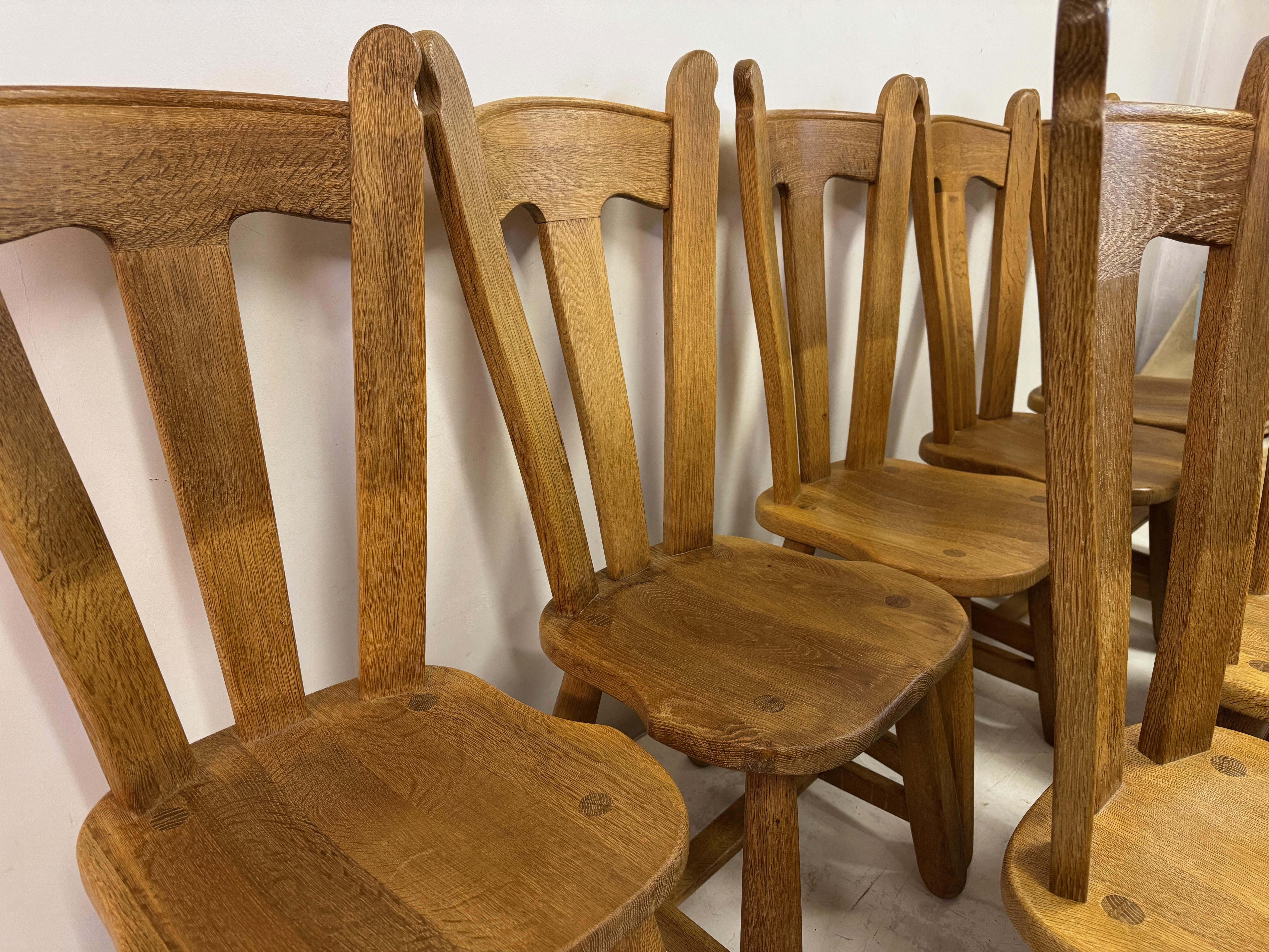 20th Century Set of Ten Oak Dining Chairs by De Puydt For Sale