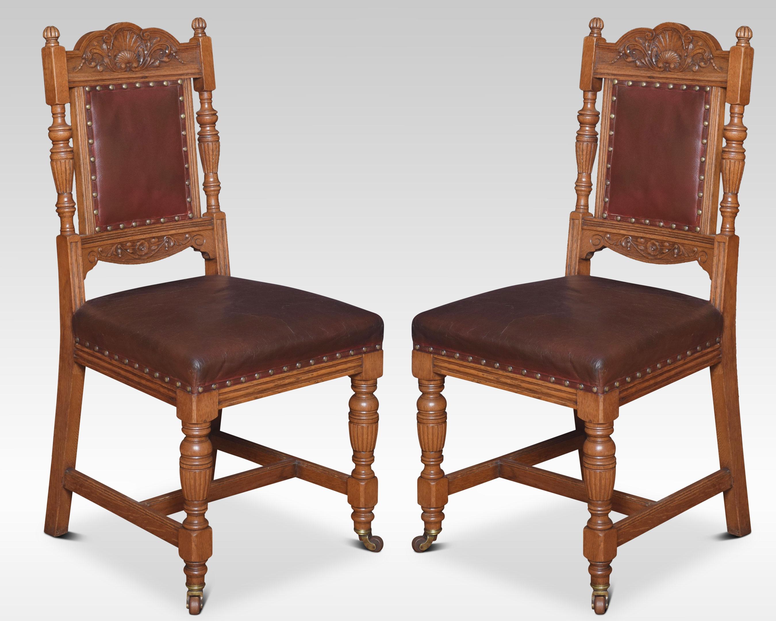British Set of Ten Oak Dining Chairs
