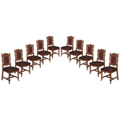 Set of Ten Oak Dining Chairs