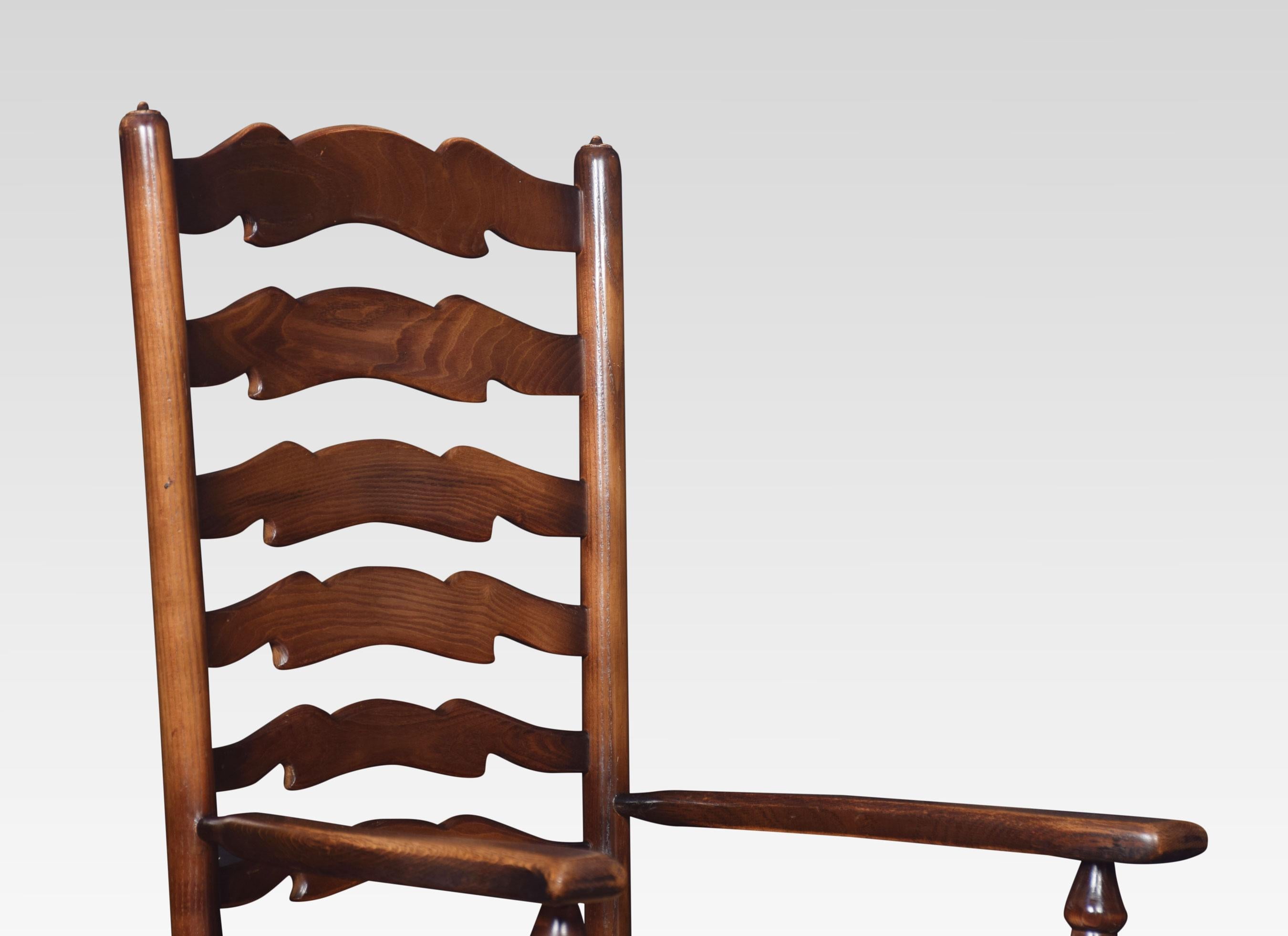 British Set of Ten Oak Ladder Back Dining Chairs