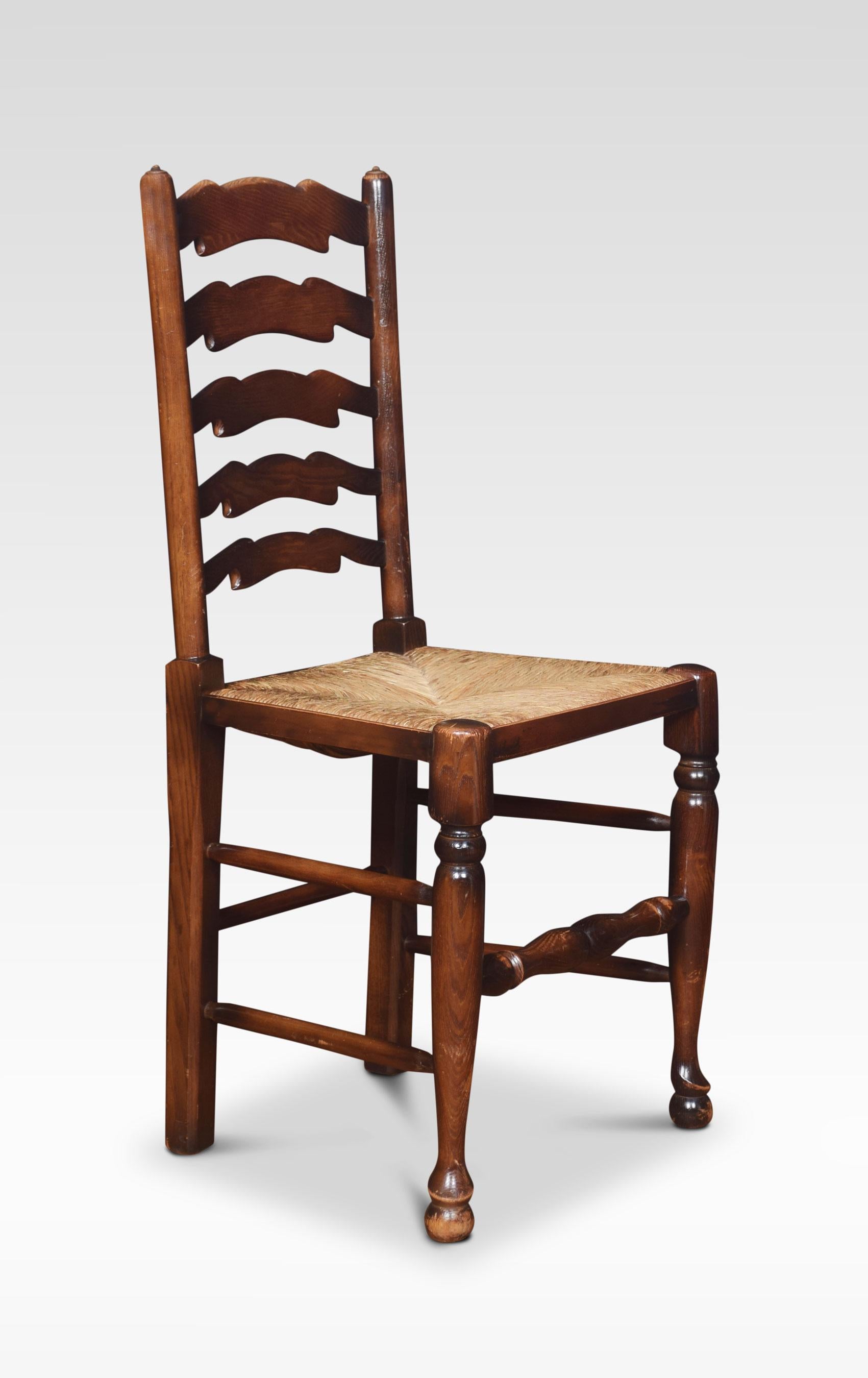 Set of Ten Oak Ladder Back Dining Chairs 1
