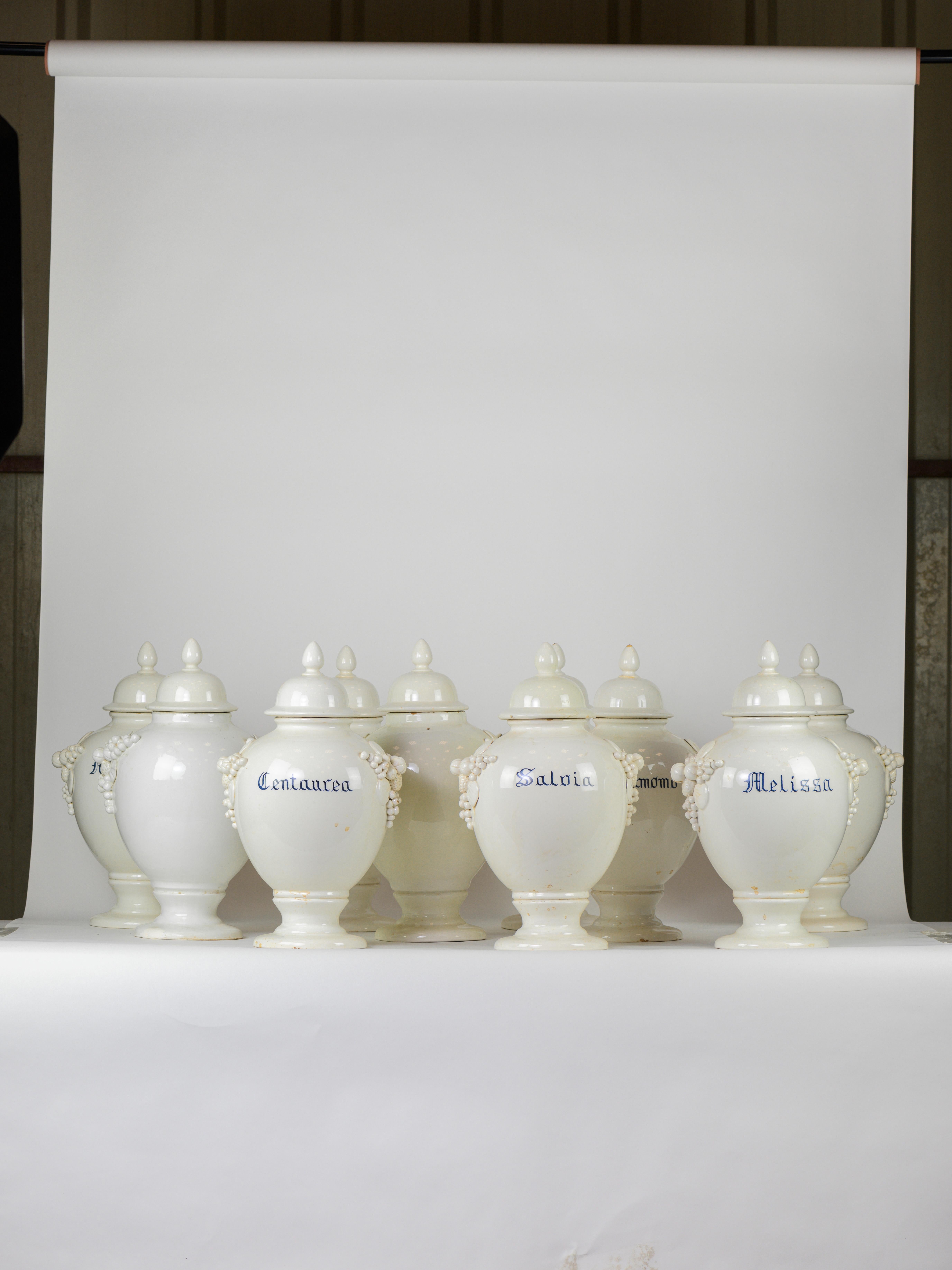 Set of ten old pharmacy jar from italy  For Sale 4
