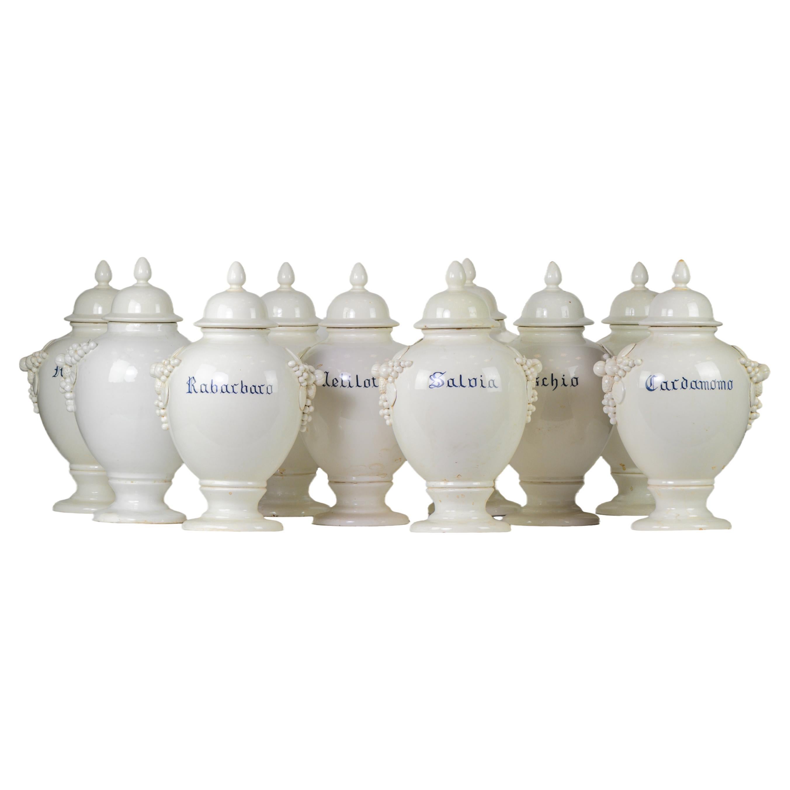 Set of ten old pharmacy jar from italy  For Sale