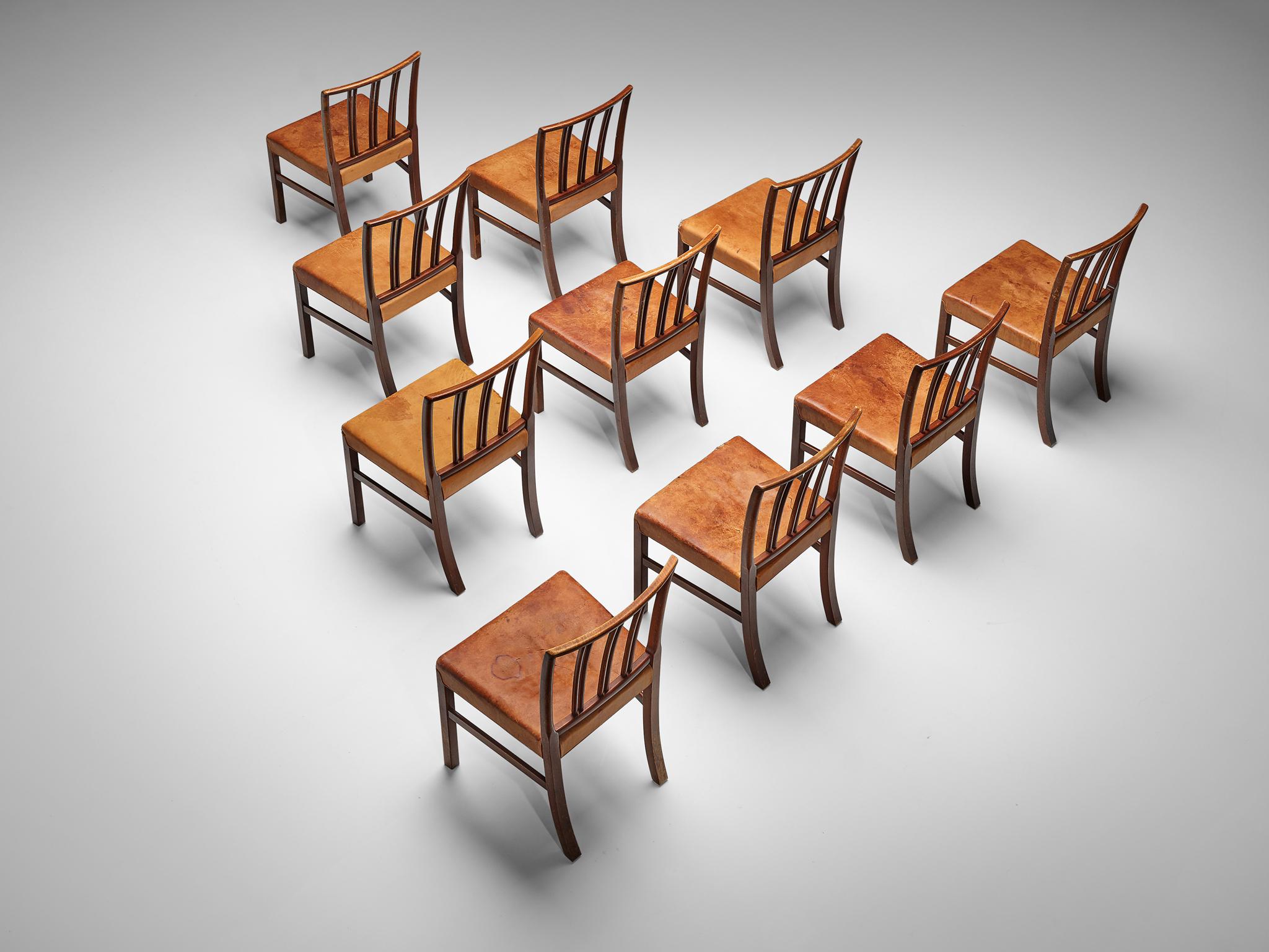Set of Ten Ole Wanscher Dining Chairs for Fritz Hansen 4