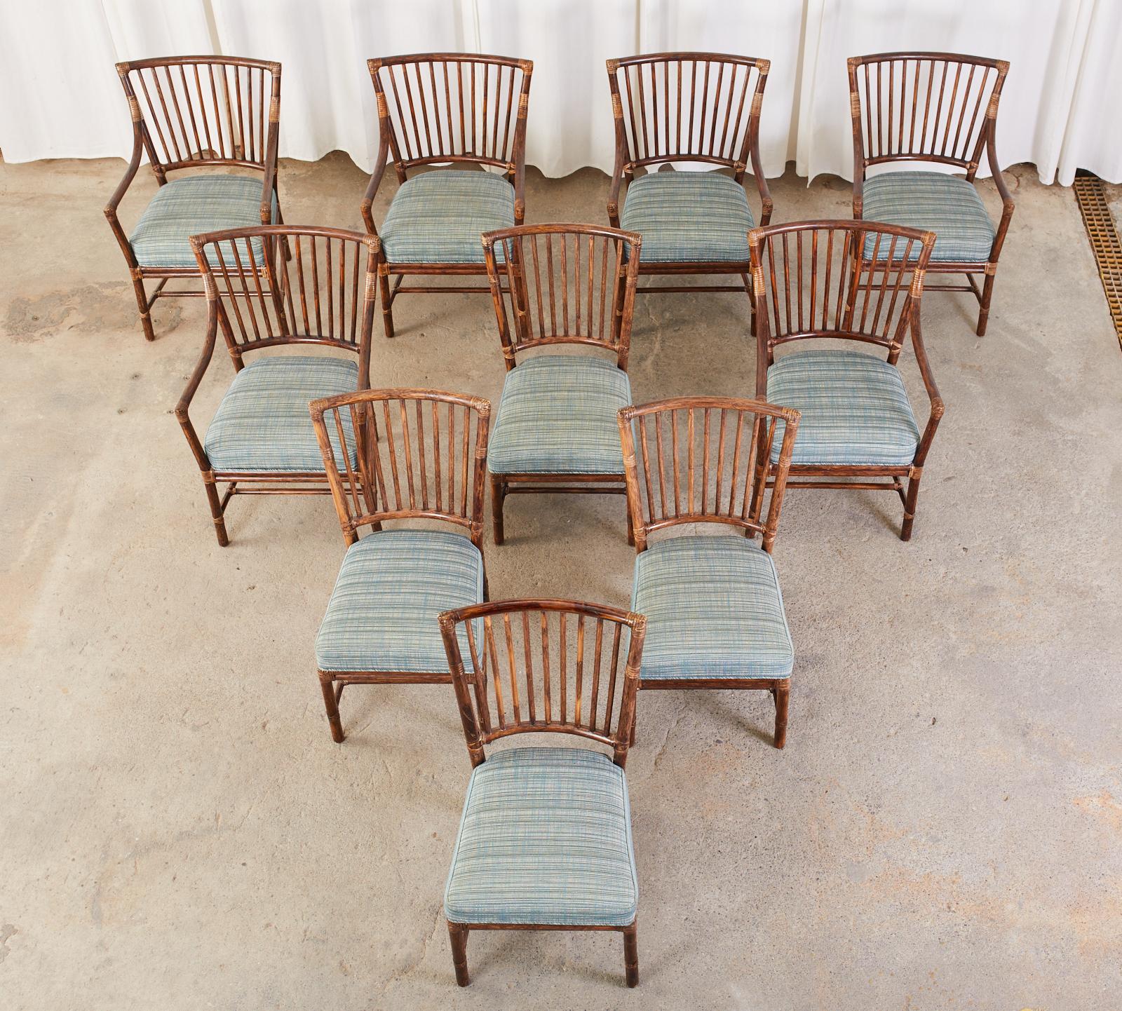 Organic Modern Set of Ten Orlando Diaz-Azcuy for McGuire Dining Chairs
