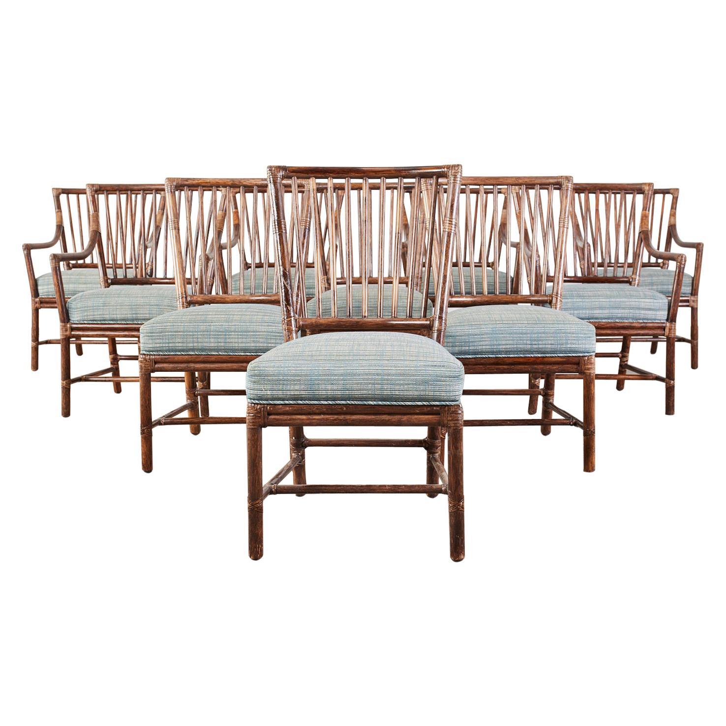 Set of Ten Orlando Diaz-Azcuy for McGuire Dining Chairs