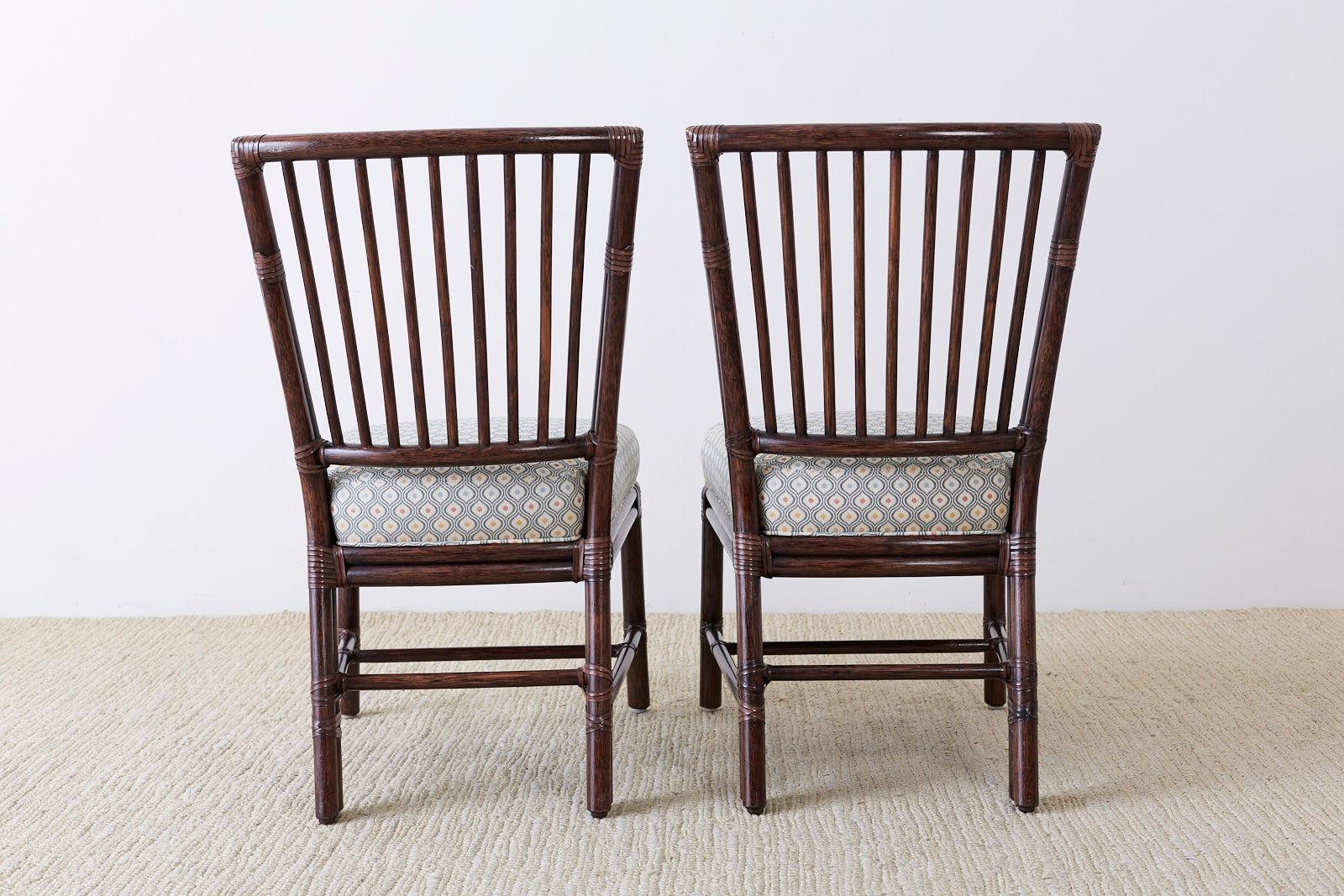Set of Ten Orlando Diaz-Azcuy for McGuire Rattan Dining Chairs 12