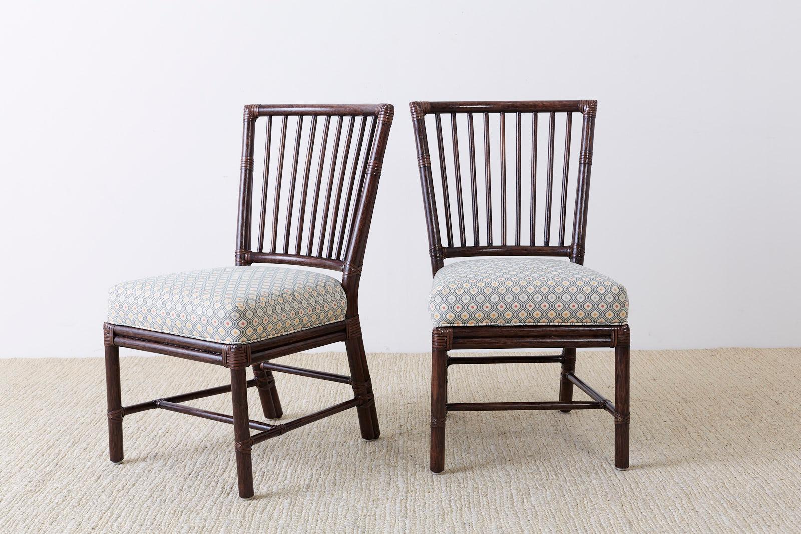 American Set of Ten Orlando Diaz-Azcuy for McGuire Rattan Dining Chairs
