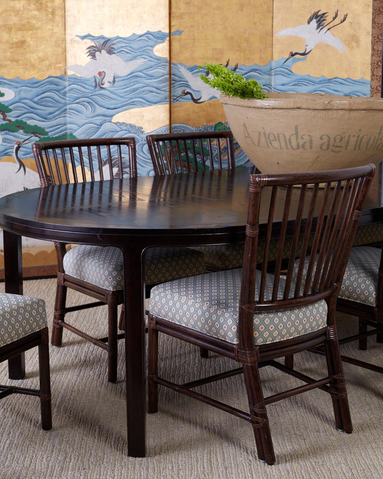 Contemporary Set of Ten Orlando Diaz-Azcuy for McGuire Rattan Dining Chairs