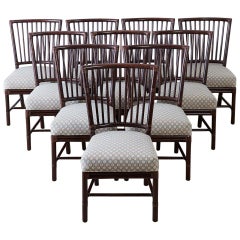 Set of Ten Orlando Diaz-Azcuy for McGuire Rattan Dining Chairs