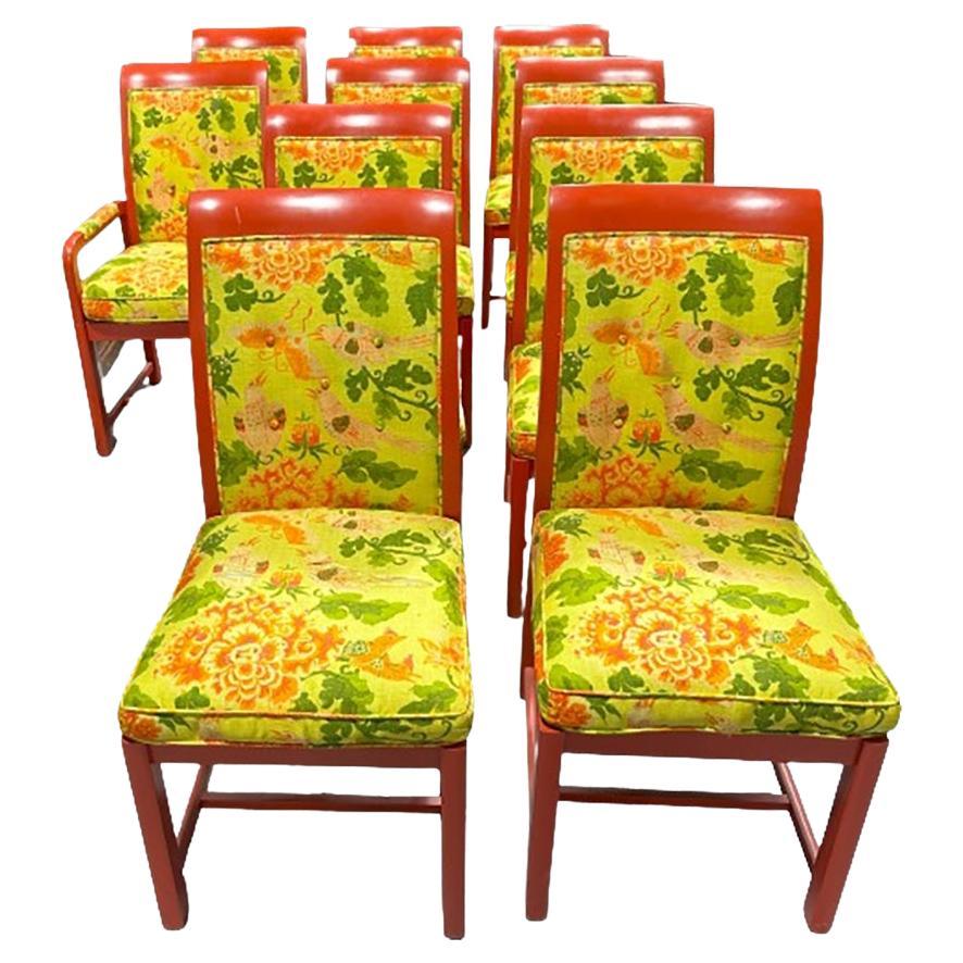 Set of Ten Painted Dining Mid Century Chairs