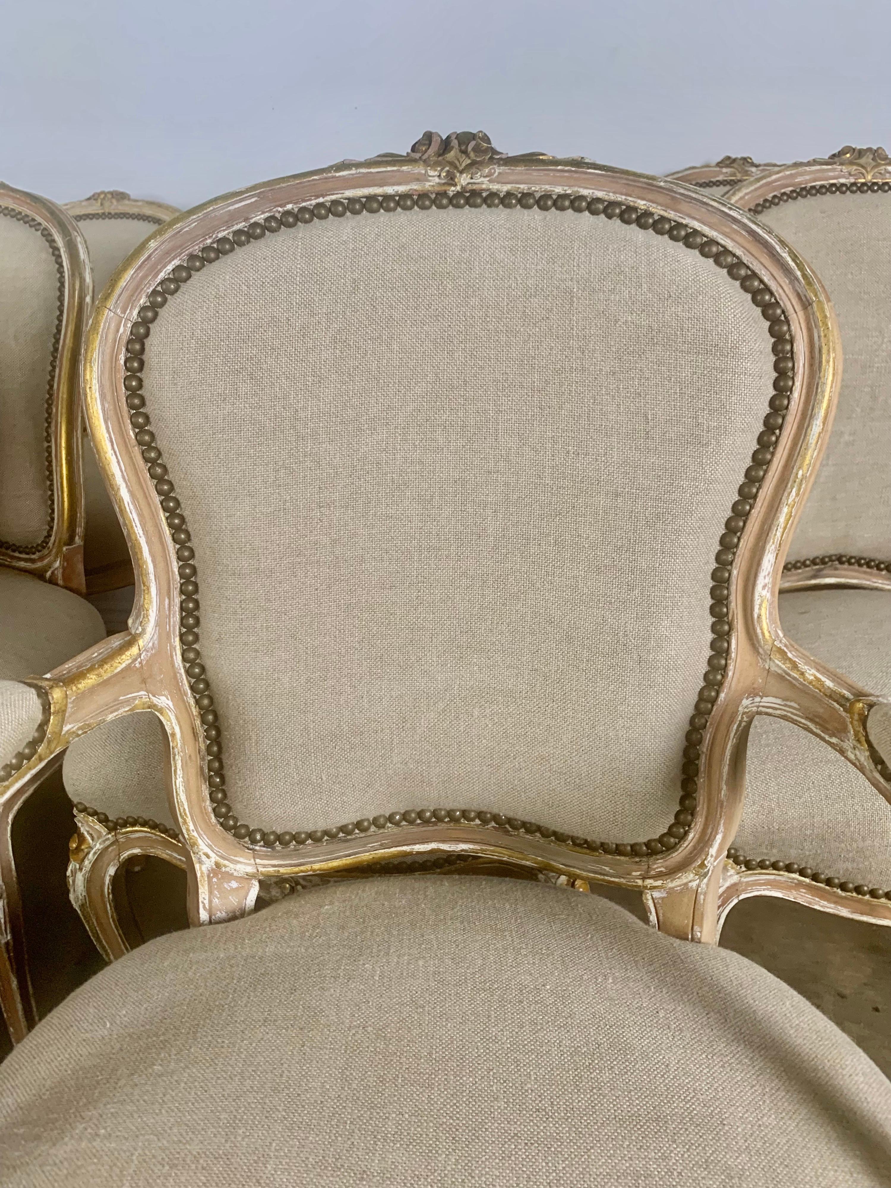 Set of Ten Painted Louis XV Style French Dining Chairs 1