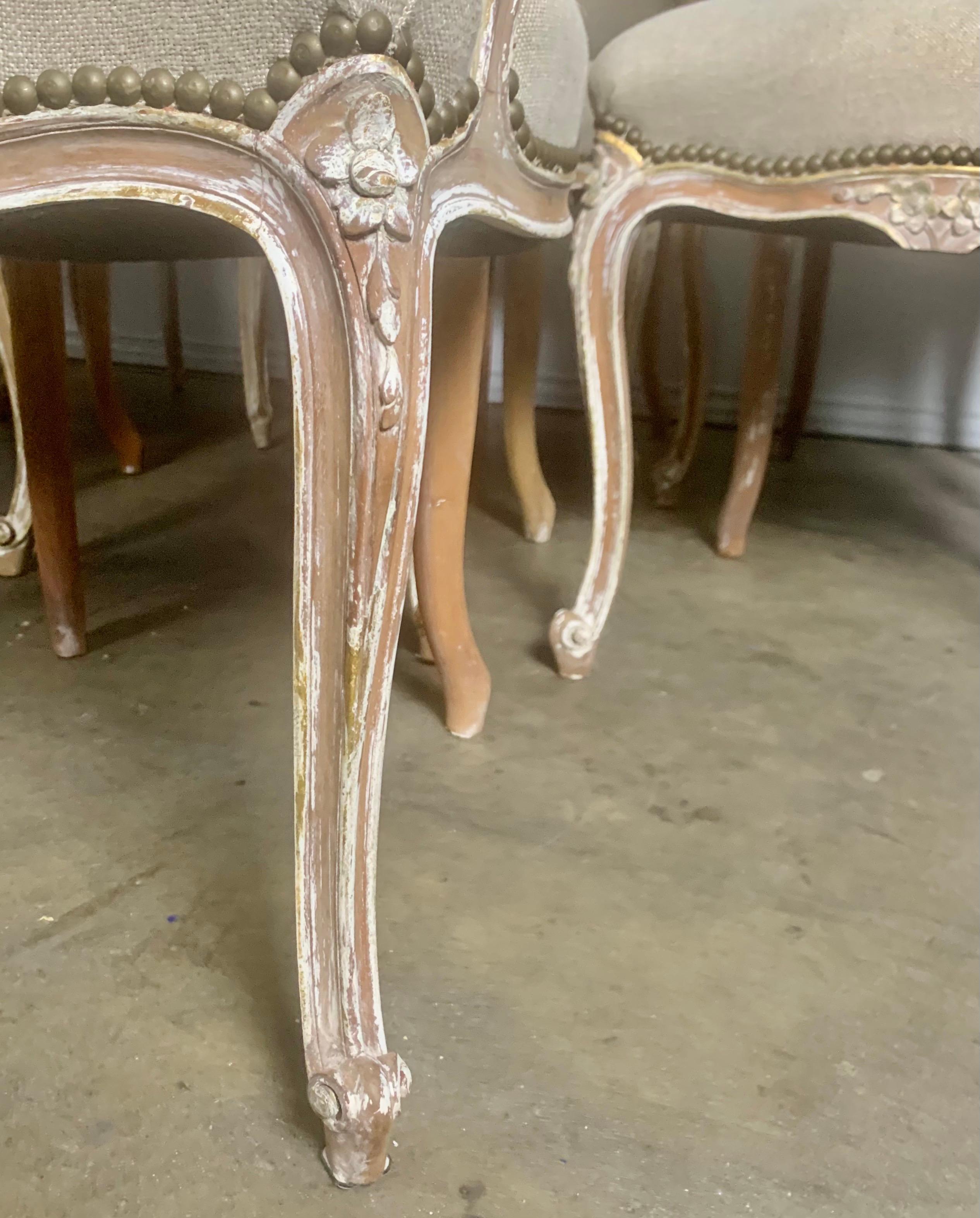 Set of Ten Painted Louis XV Style French Dining Chairs 2