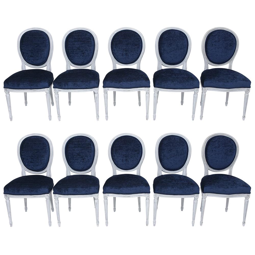 Set of Twelve Painted Louis XVI Dining Chairs
