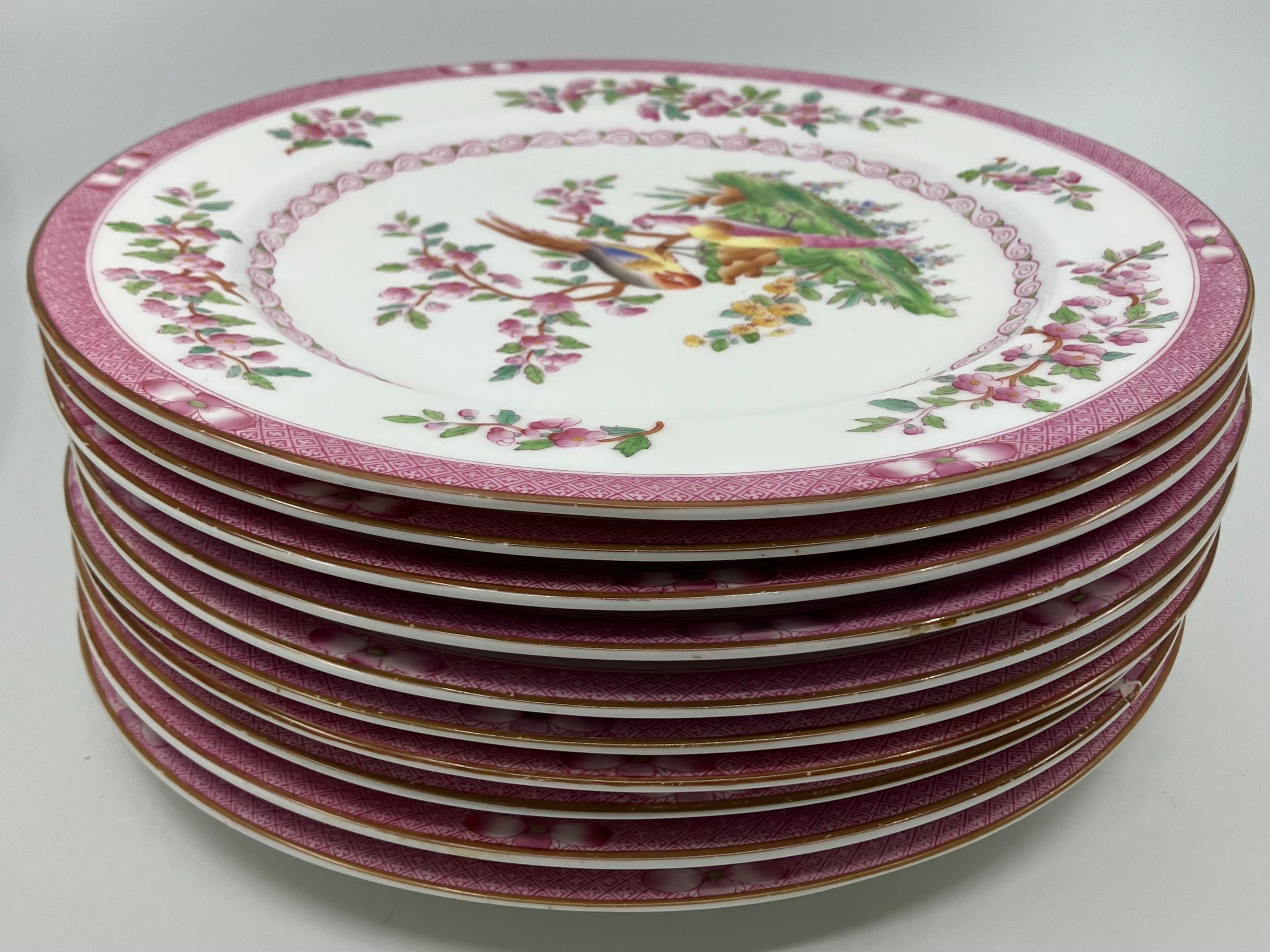 Set de Diez Platos Pájaro Rosa en venta 7