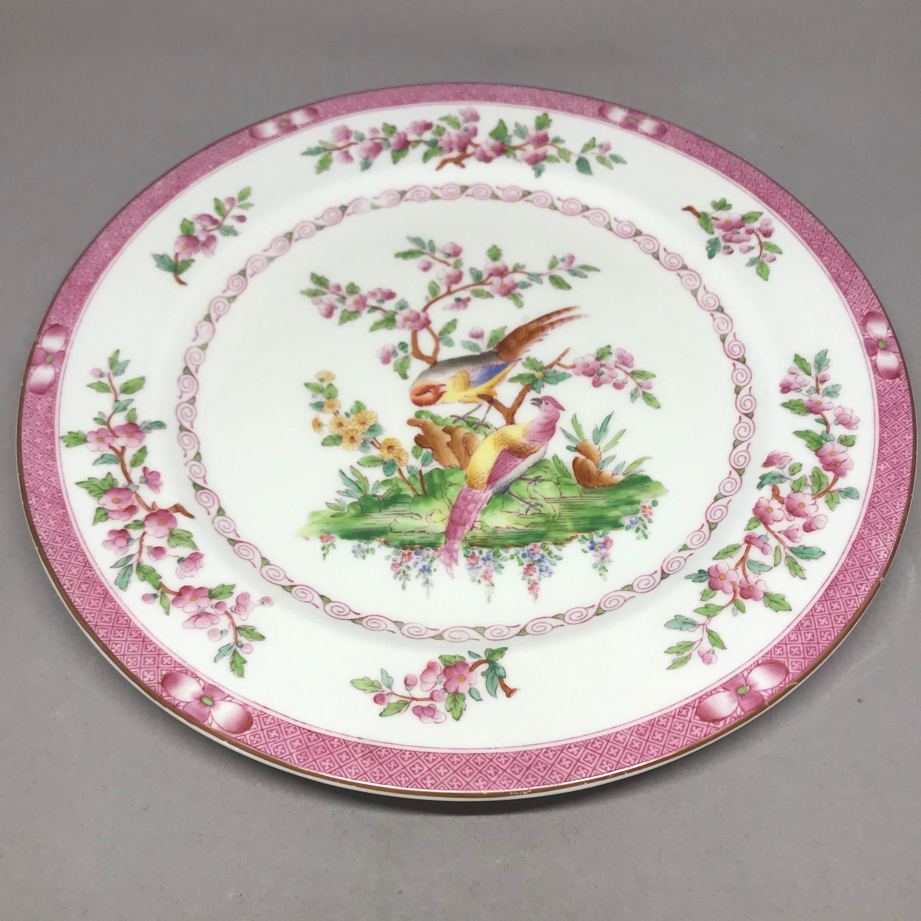 Set of Ten Pink Bird Plates For Sale 2