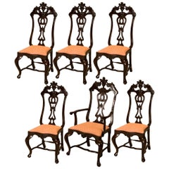 Set of Ten Portugese Rococo Dining Chairs, 6 18th C / 4 20th C.