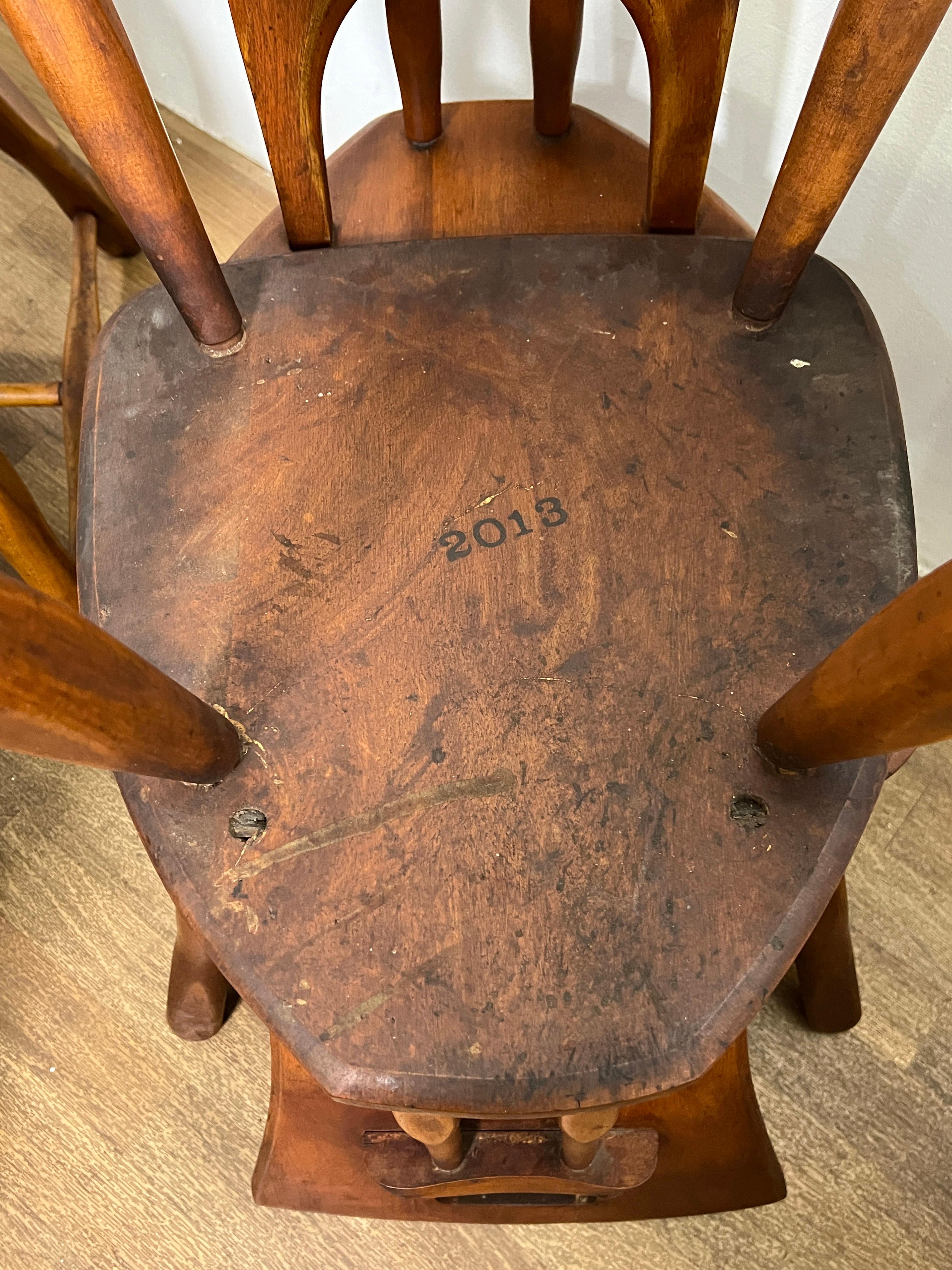 Set of Ten Rustic Rustic Dining Chairs in Hard Rock Maple Circa 1950s 7