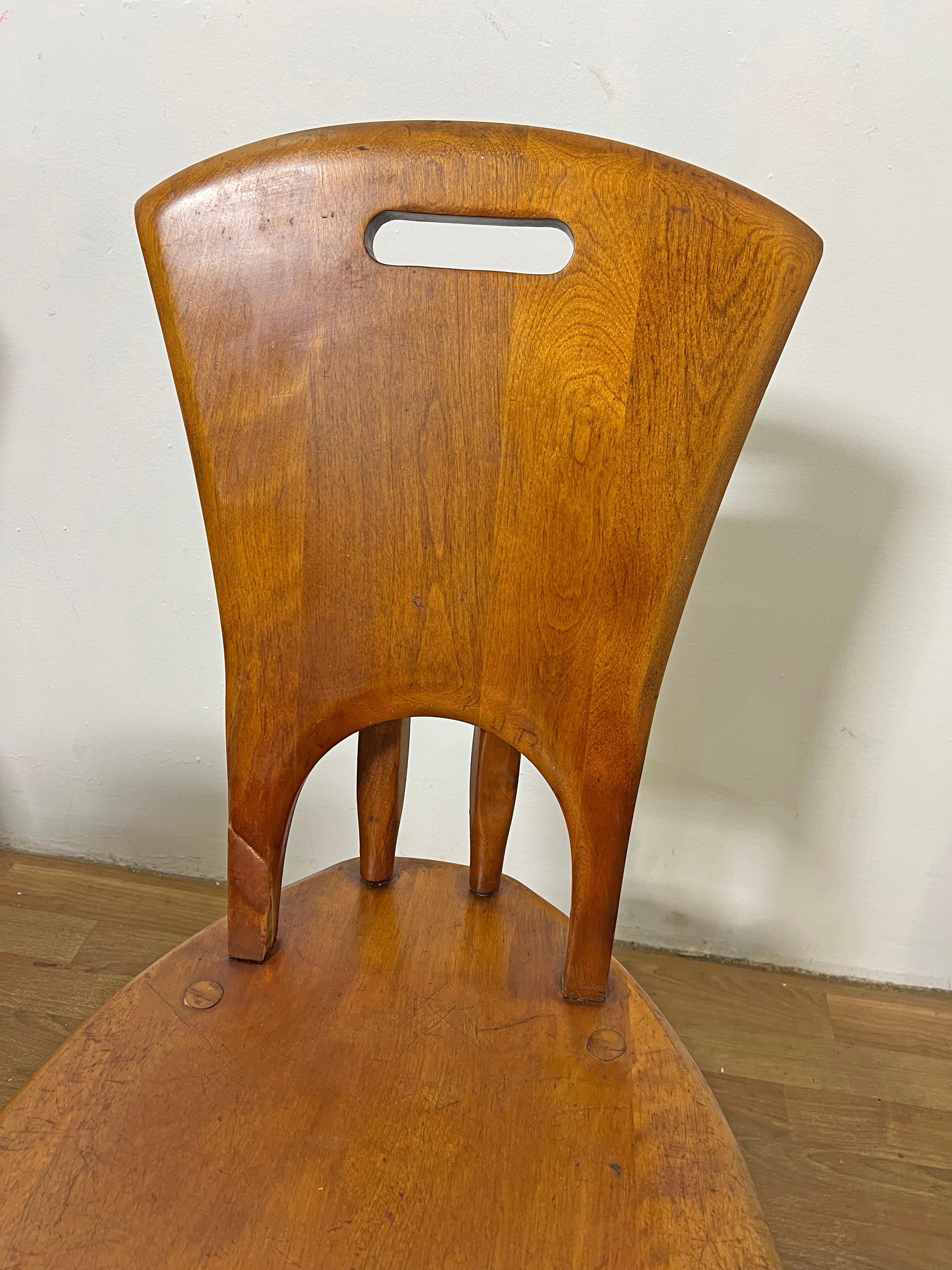 Set of Ten Rustic Rustic Dining Chairs in Hard Rock Maple Circa 1950s 8