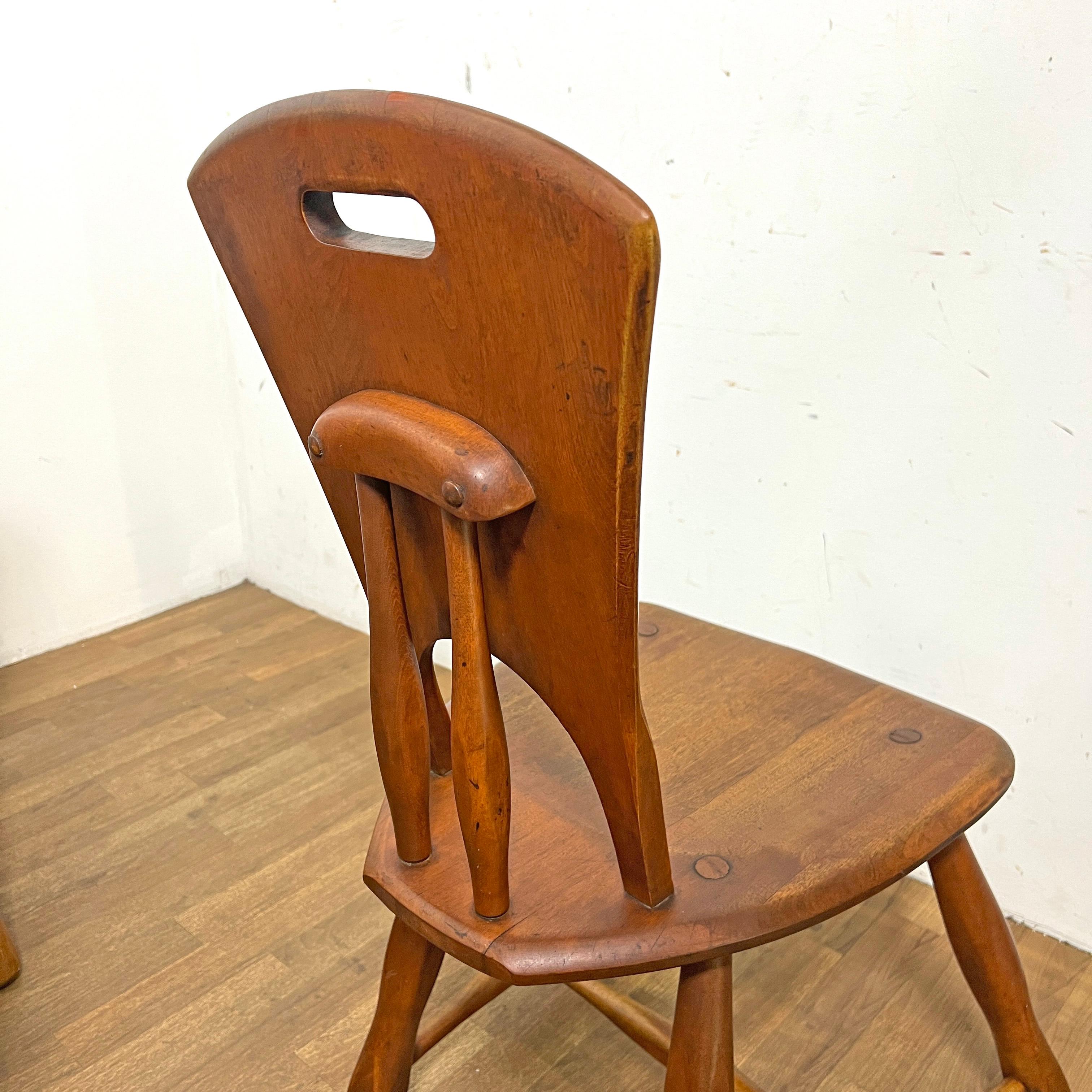 American Set of Ten Rustic Rustic Dining Chairs in Hard Rock Maple Circa 1950s