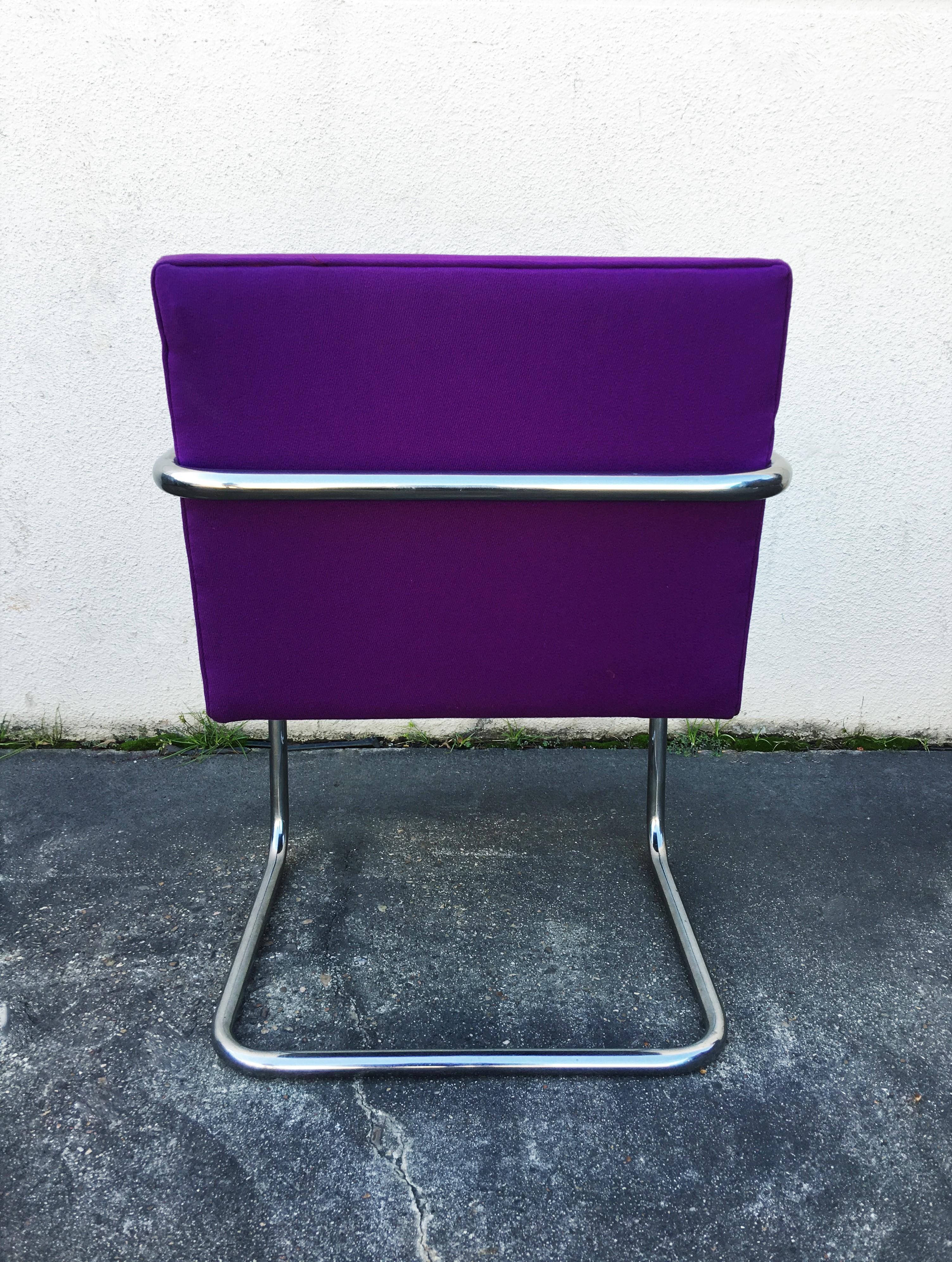 Set of Ten Purple Mies van der Rohe Tubular Brno Chairs by Knoll For Sale 2