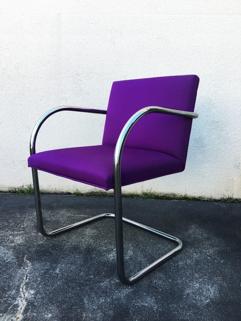 Mid-Century Modern Set of Ten Purple Mies van der Rohe Tubular Brno Chairs by Knoll For Sale