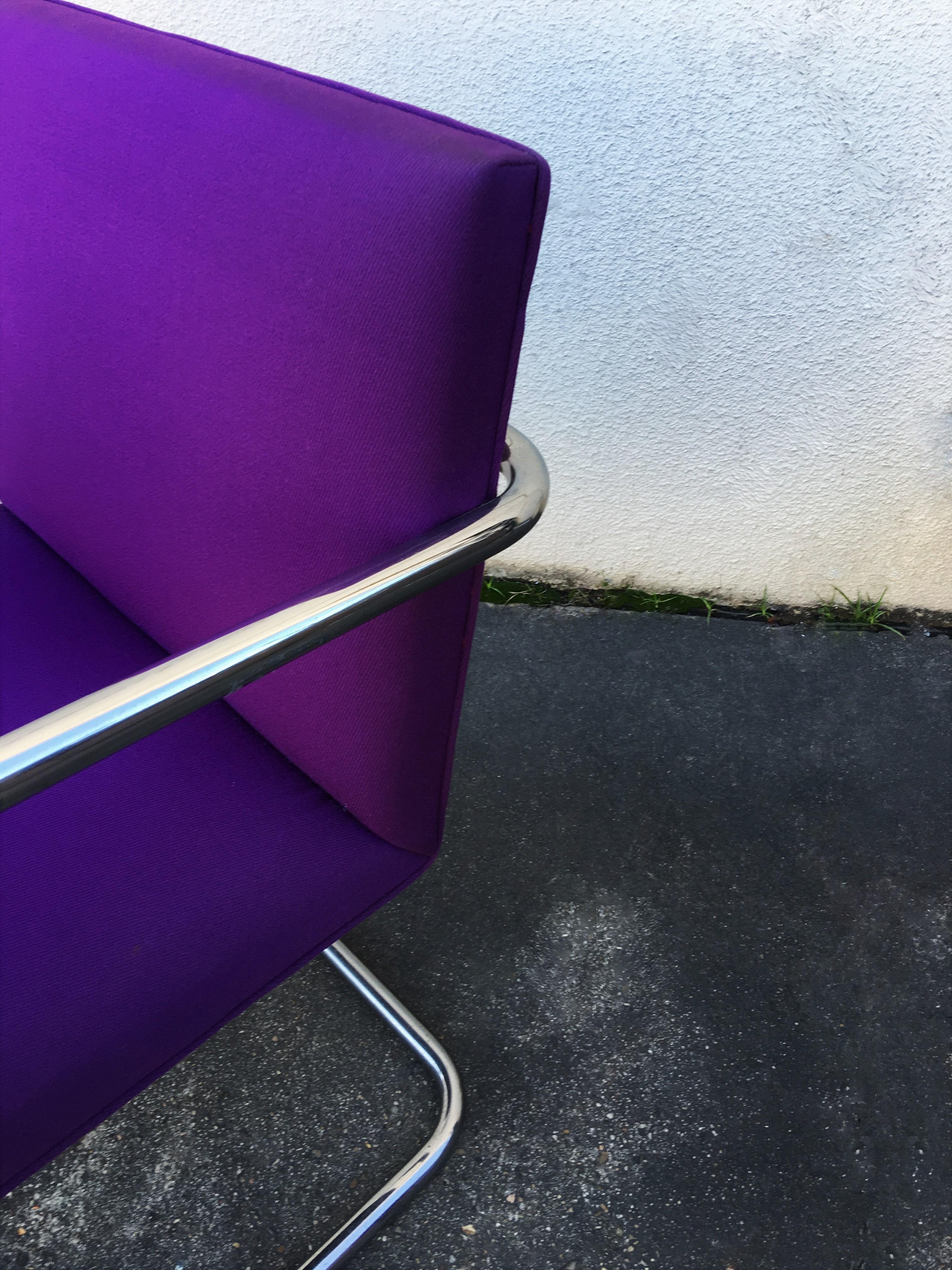 Mid-Century Modern Set of Ten Purple Mies van der Rohe Tubular Brno Chairs by Knoll For Sale