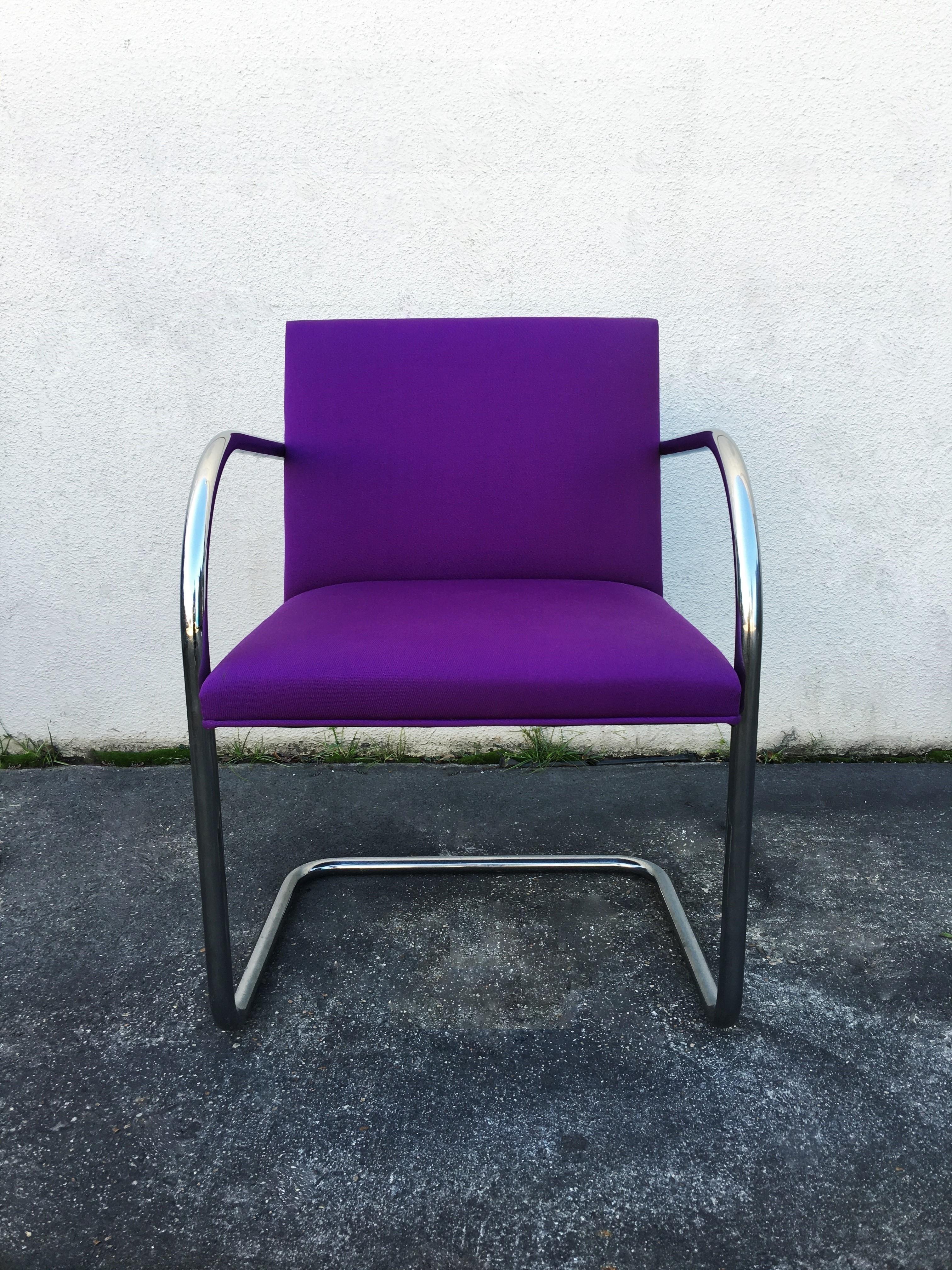 American Set of Ten Purple Mies van der Rohe Tubular Brno Chairs by Knoll For Sale