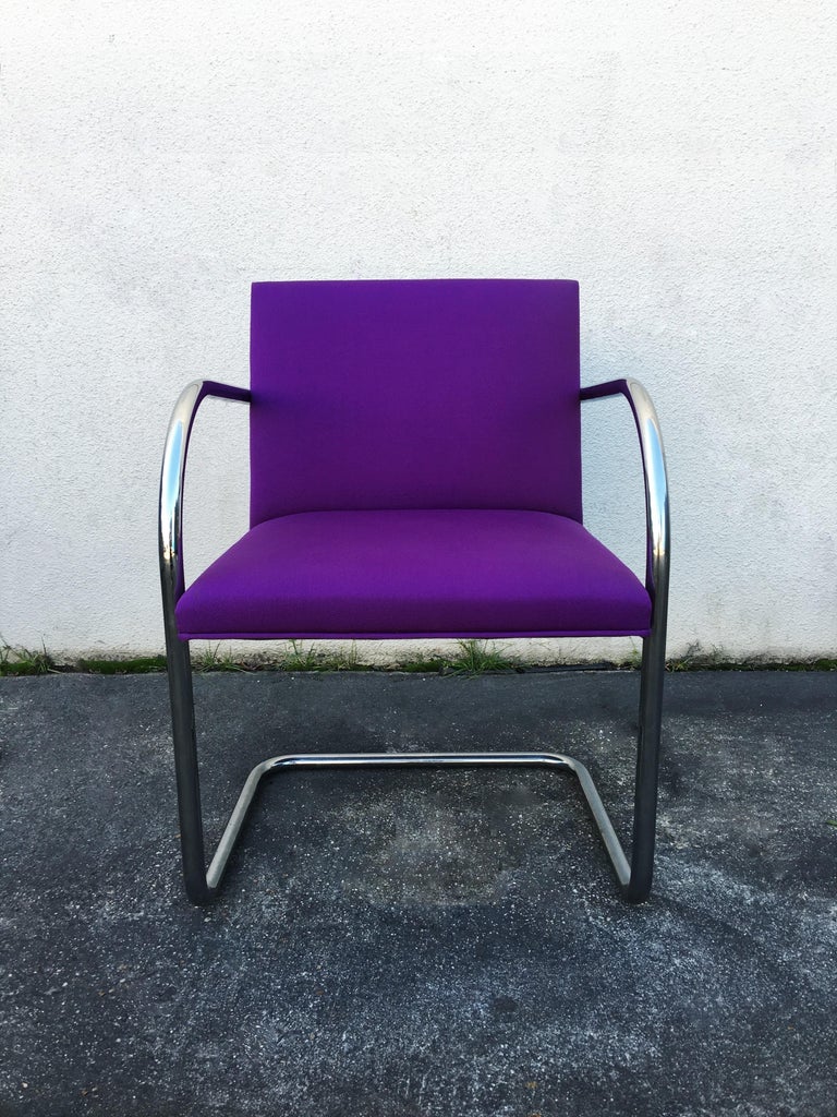 Set of Ten Purple Mies van der Rohe Tubular Brno Chairs by Knoll In Good Condition For Sale In Dallas, TX