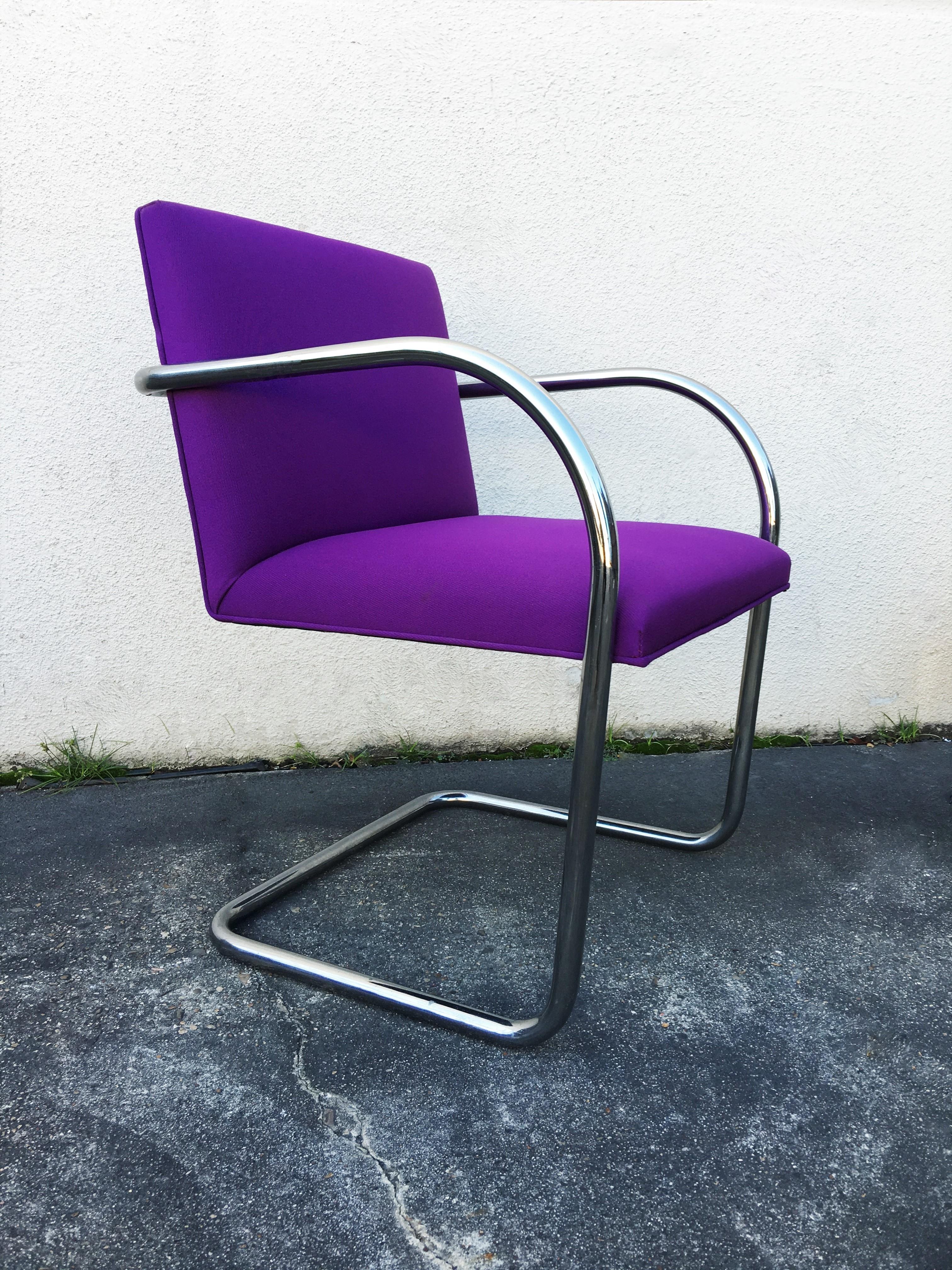 Set of Ten Purple Mies van der Rohe Tubular Brno Chairs by Knoll In Good Condition For Sale In Dallas, TX
