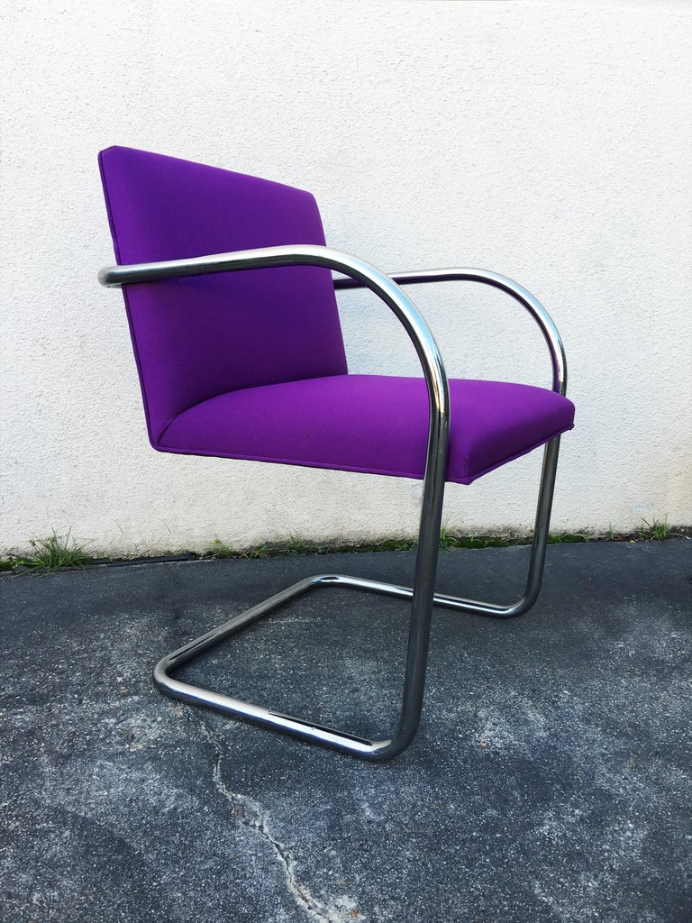 Late 20th Century Set of Ten Purple Mies van der Rohe Tubular Brno Chairs by Knoll For Sale