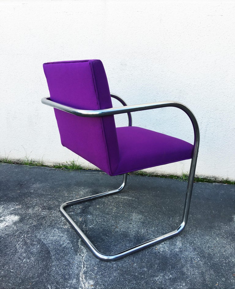 Set of Ten Purple Mies van der Rohe Tubular Brno Chairs by Knoll For Sale 1