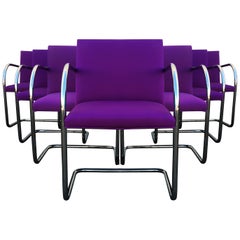Set of Ten Purple Mies van der Rohe Tubular Brno Chairs by Knoll