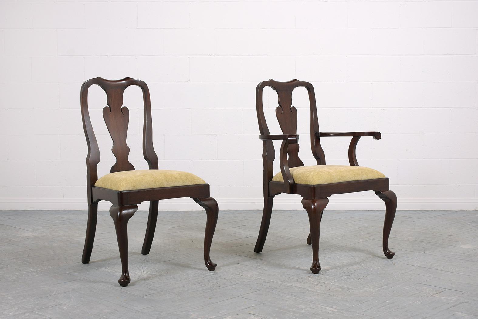 Late 20th Century Set of Queen Anne Style Dining Chairs
