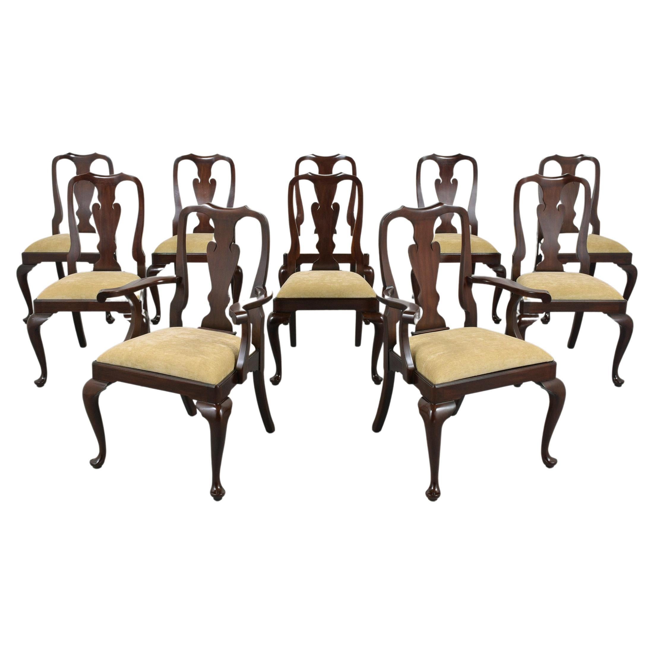 Set of Ten Queen Anne Style Dining Chairs