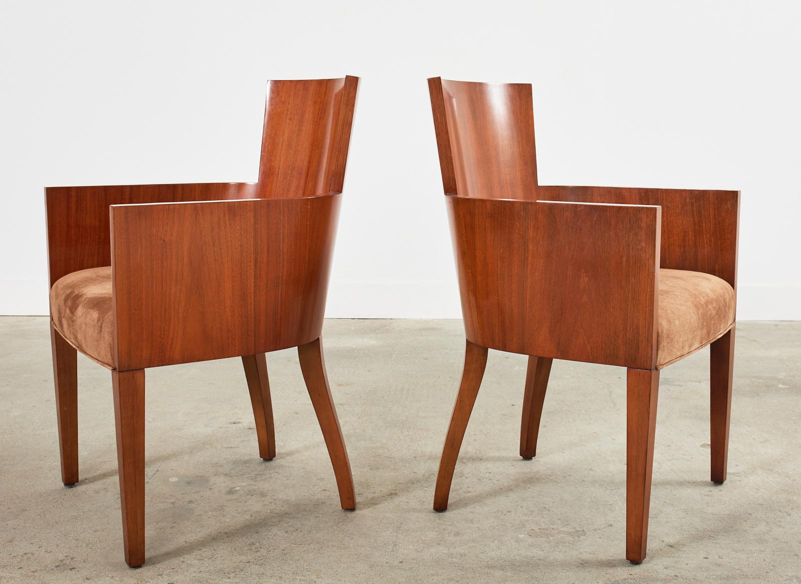 Set of Ten Ralph Lauren Modern Hollywood Mahogany Dining Chairs For Sale 6